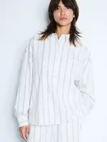 ICHI ICHI IHNamia LS Blouse - Birch W/Blue Stripe