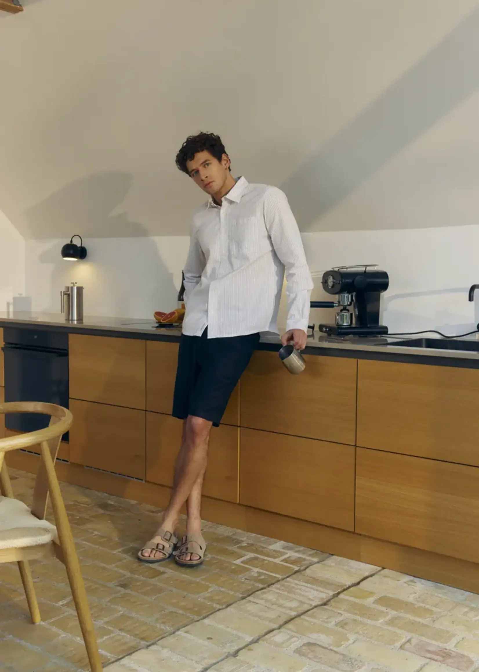 Casual Friday Casual Friday Jaevon Seersucker Shirt - Cloud Dancer Stripe