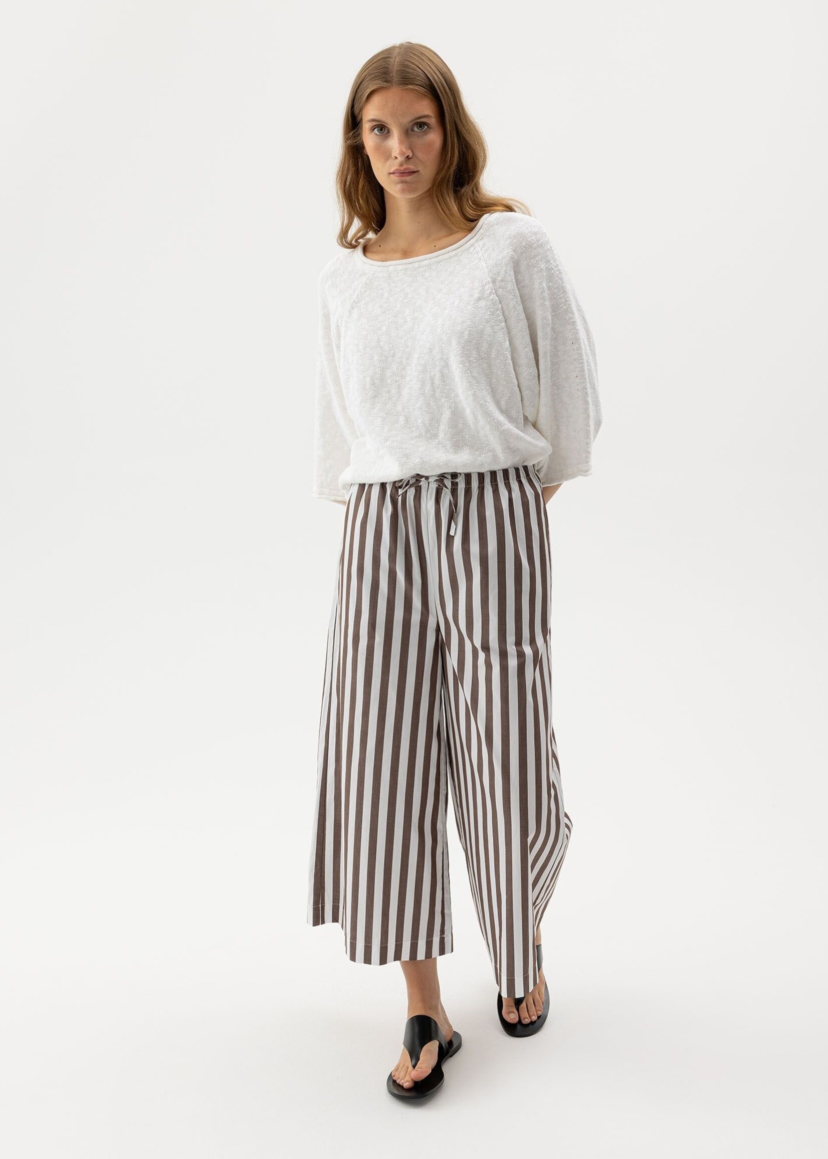 Holebrook Holebrook Pantalon Jambe Large Marie - Brun / Blanc