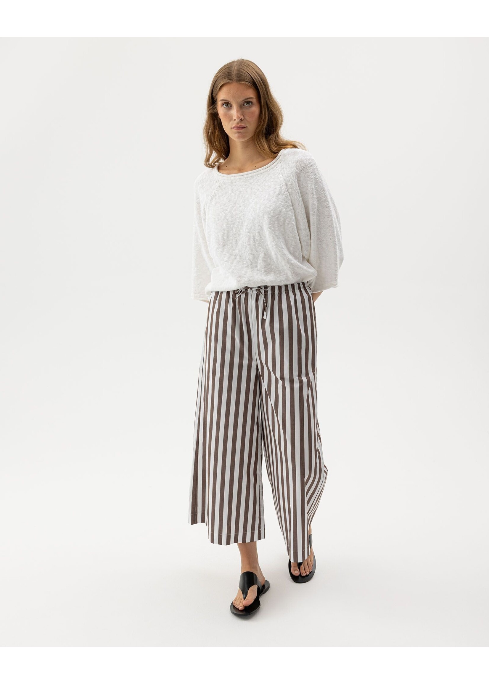 Holebrook Holebrook Pantalon Jambe Large Marie - Brun / Blanc