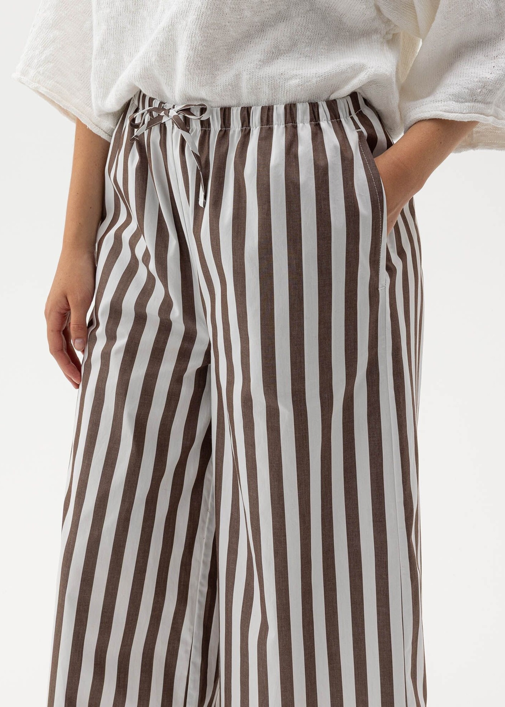 Holebrook Holebrook Pantalon Jambe Large Marie - Brun / Blanc