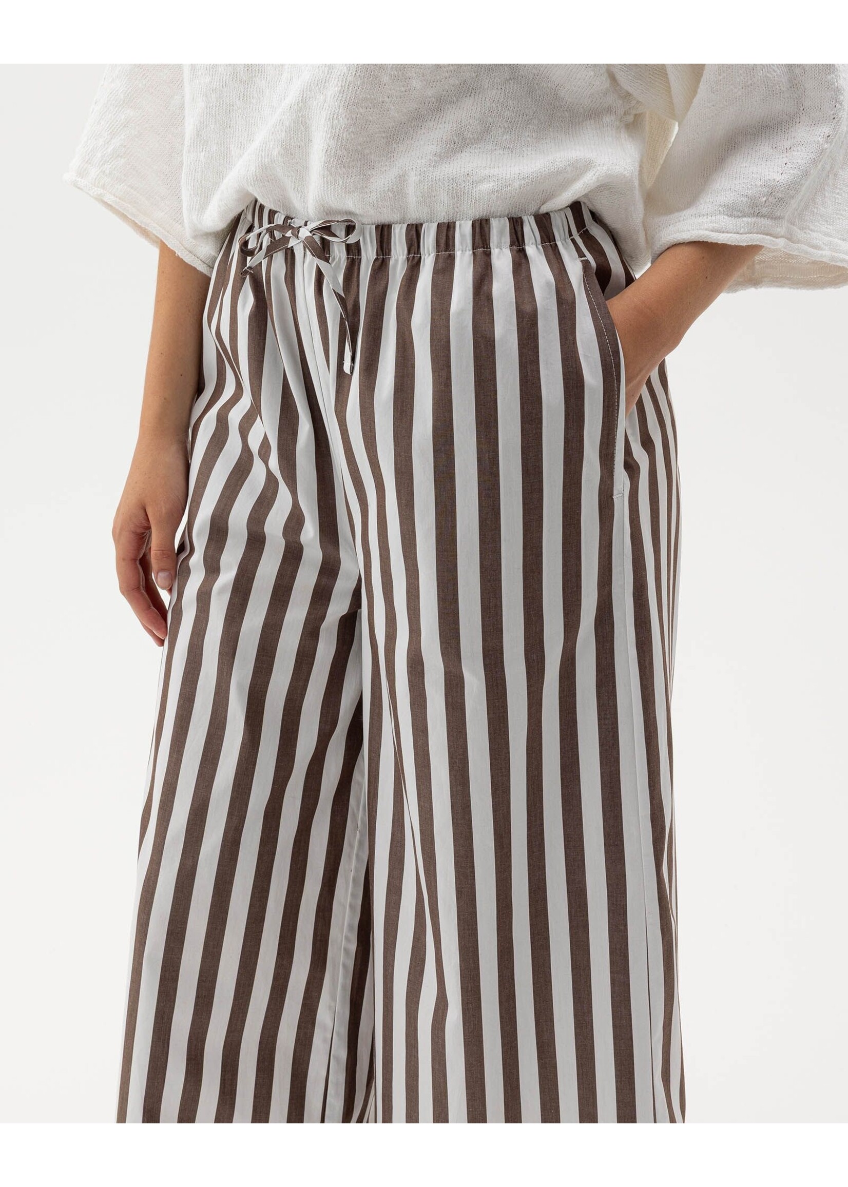Holebrook Holebrook Pantalon Jambe Large Marie - Brun / Blanc