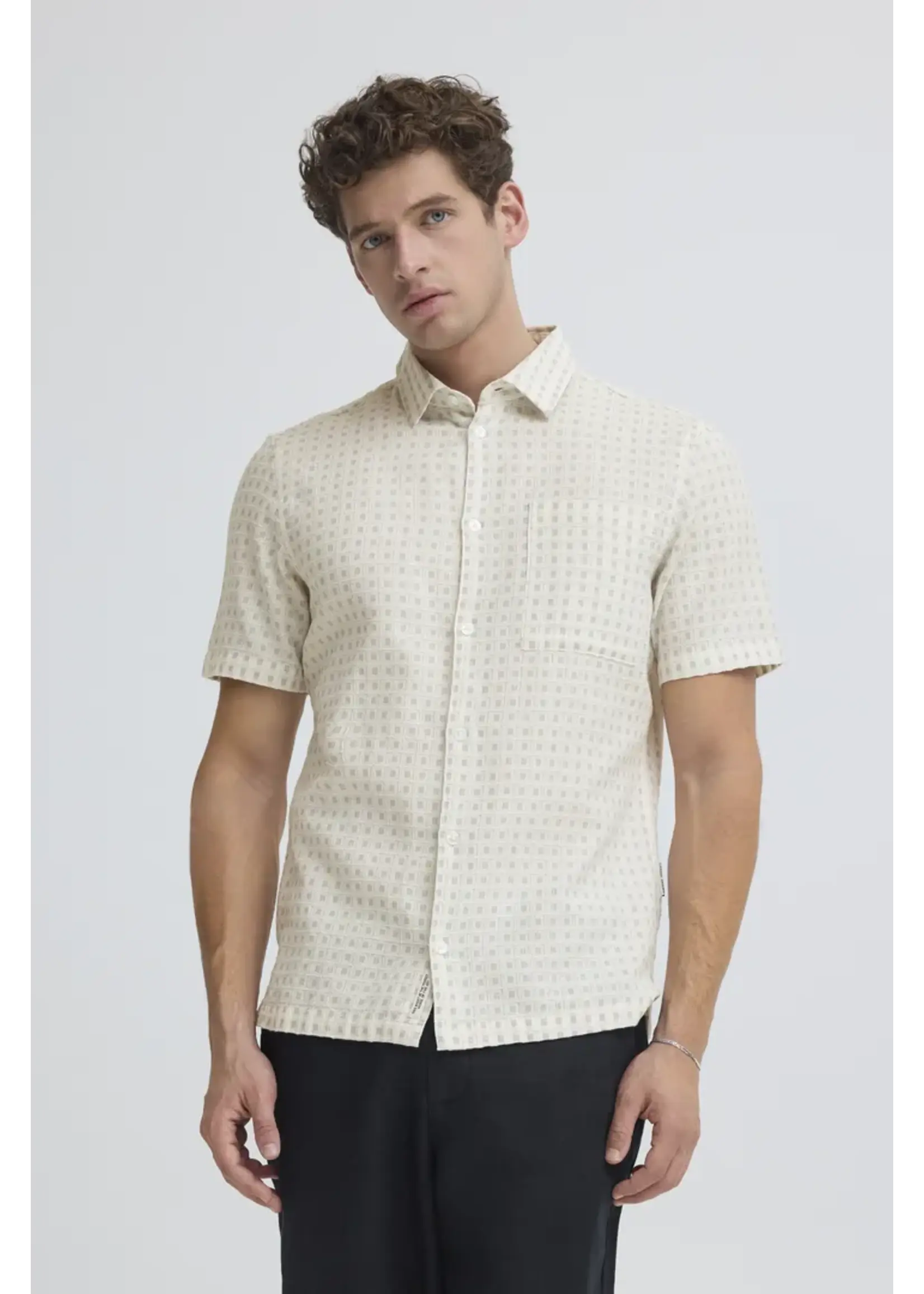 Casual Friday Casual Friday Stai Short Sleeve Dobby Checked Shirt - Marshmallow