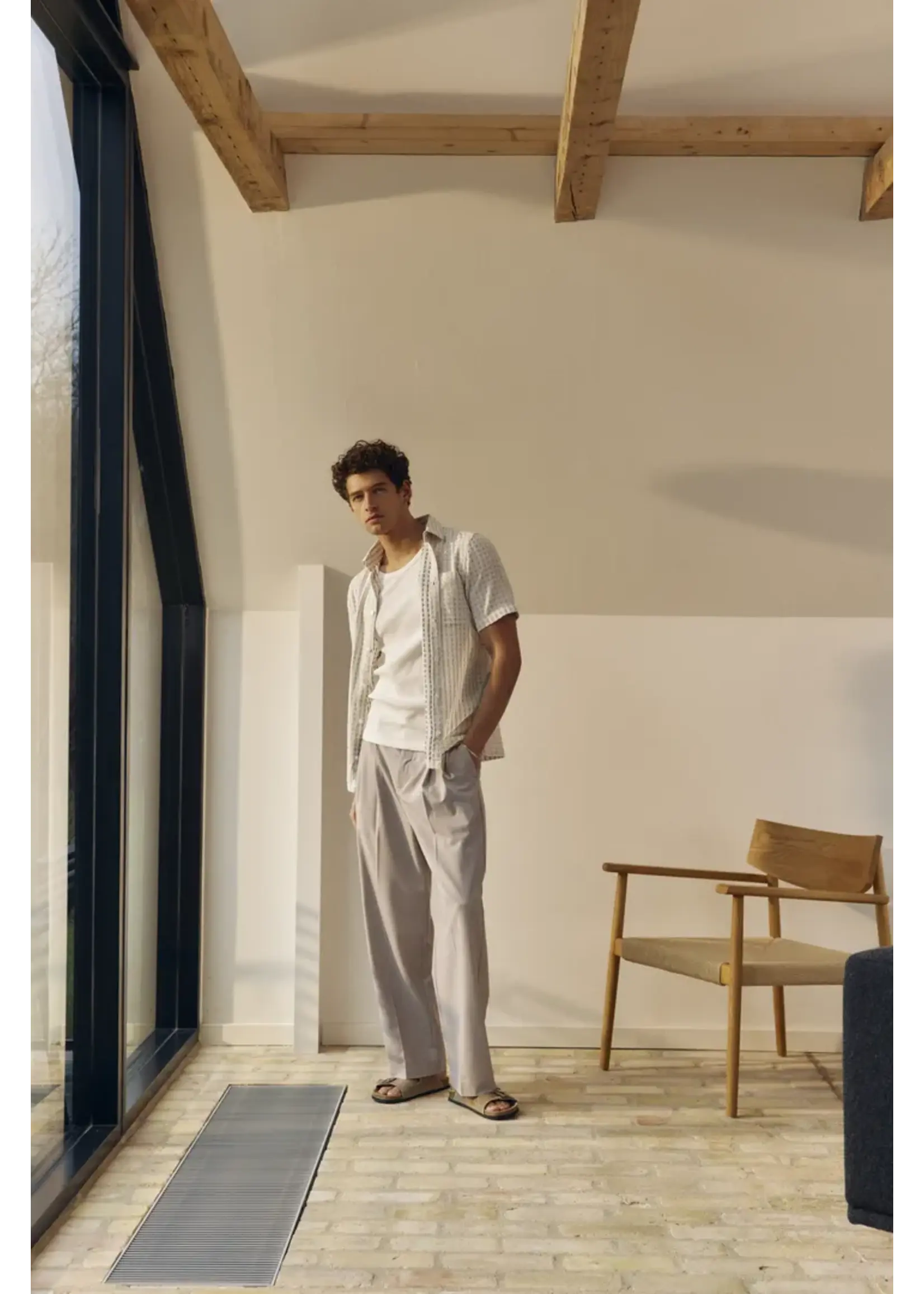 Casual Friday Casual Friday Stai Short Sleeve Dobby Checked Shirt - Marshmallow