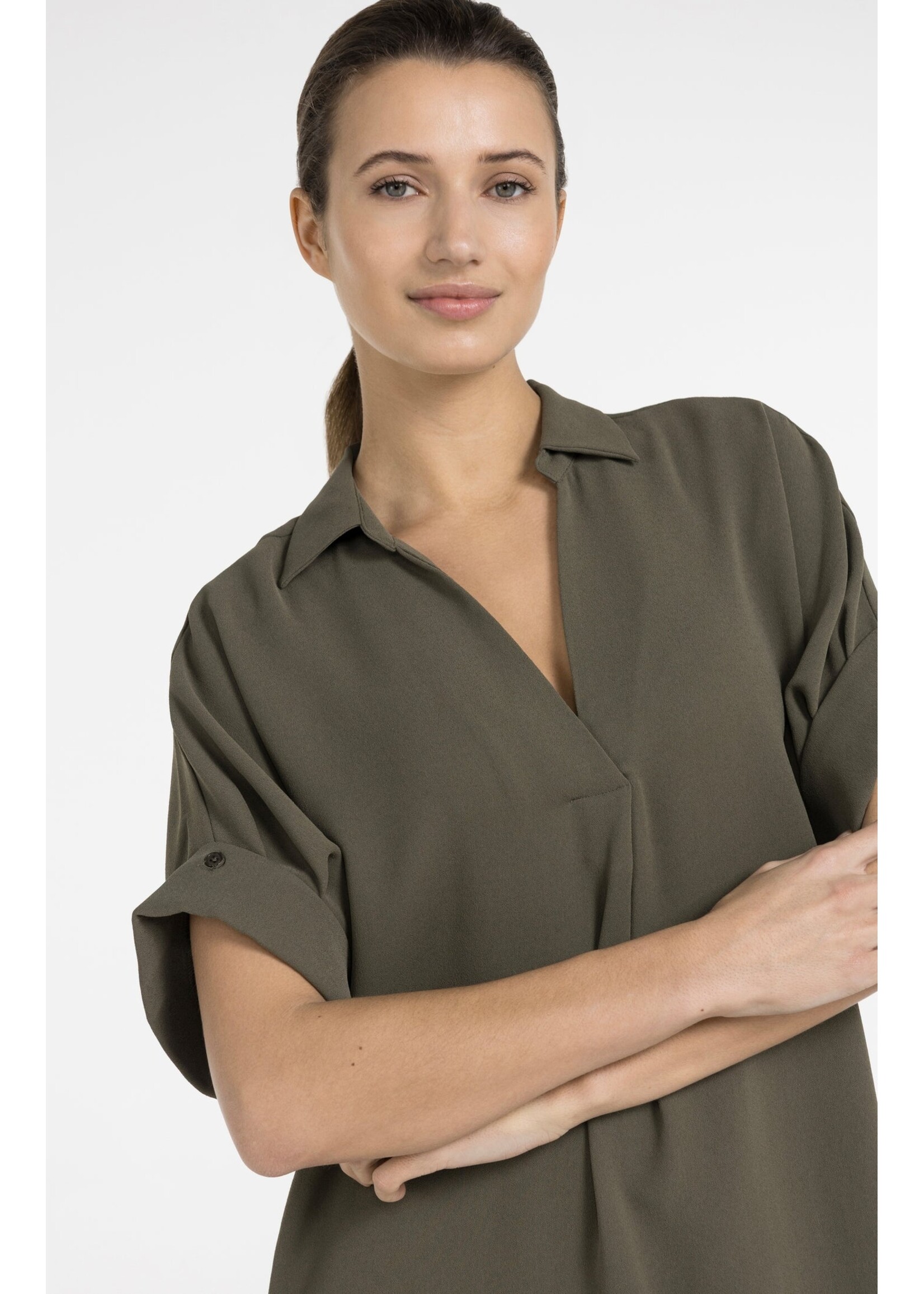Yaya Women YAYA V-Neck Dress - Army Green
