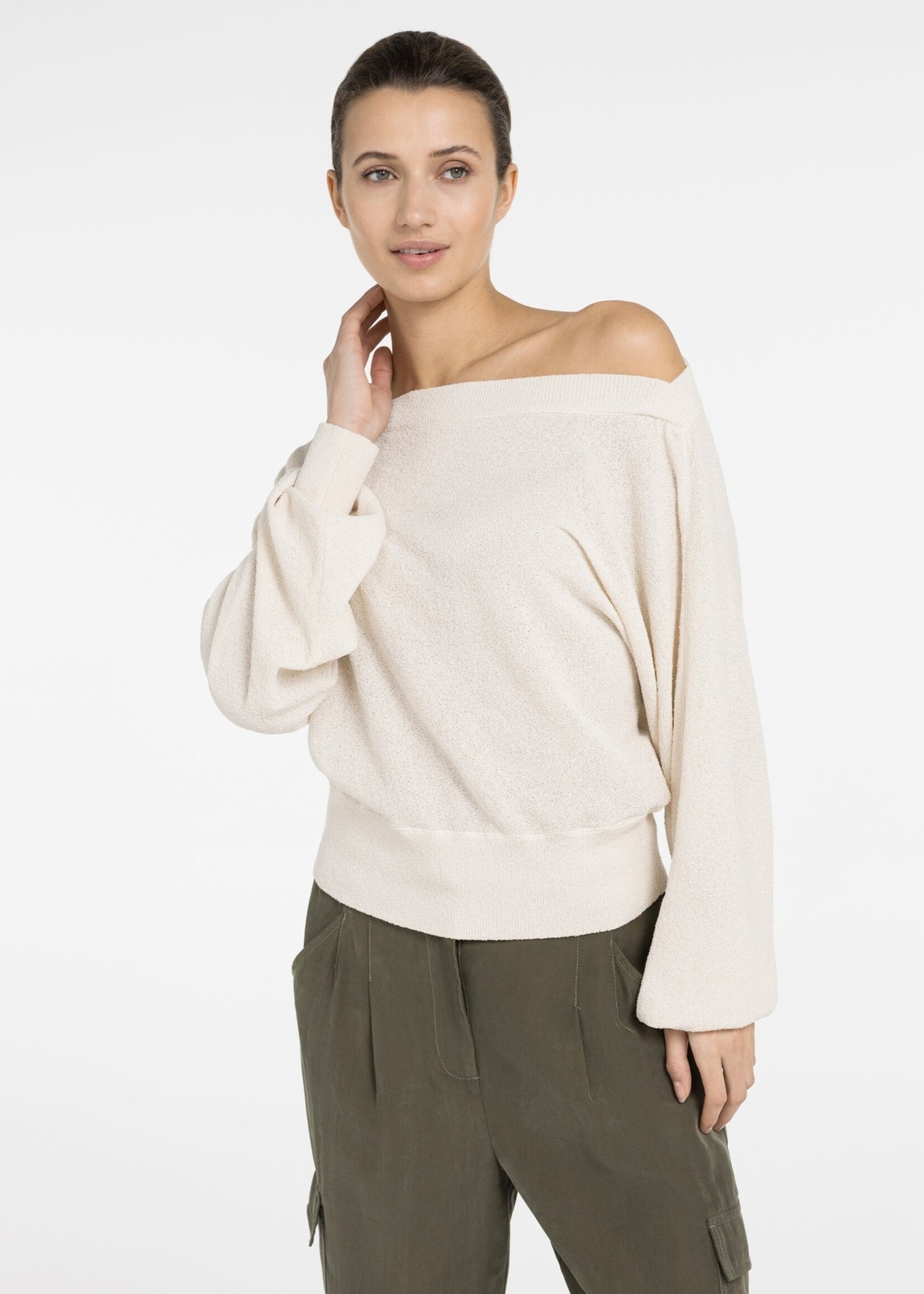Yaya Women YAYA Tricot Boatneck Towel - Creme Beige