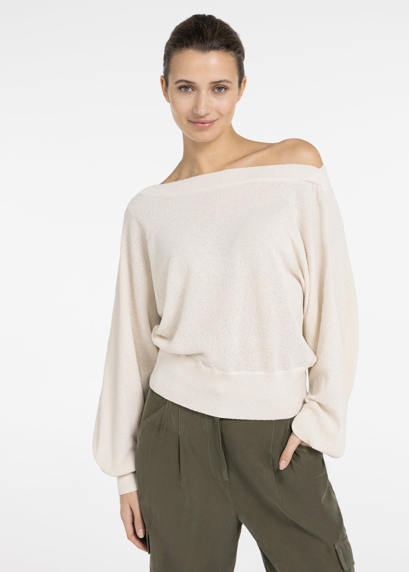 Yaya Women YAYA Tricot Boatneck Towel - Creme Beige