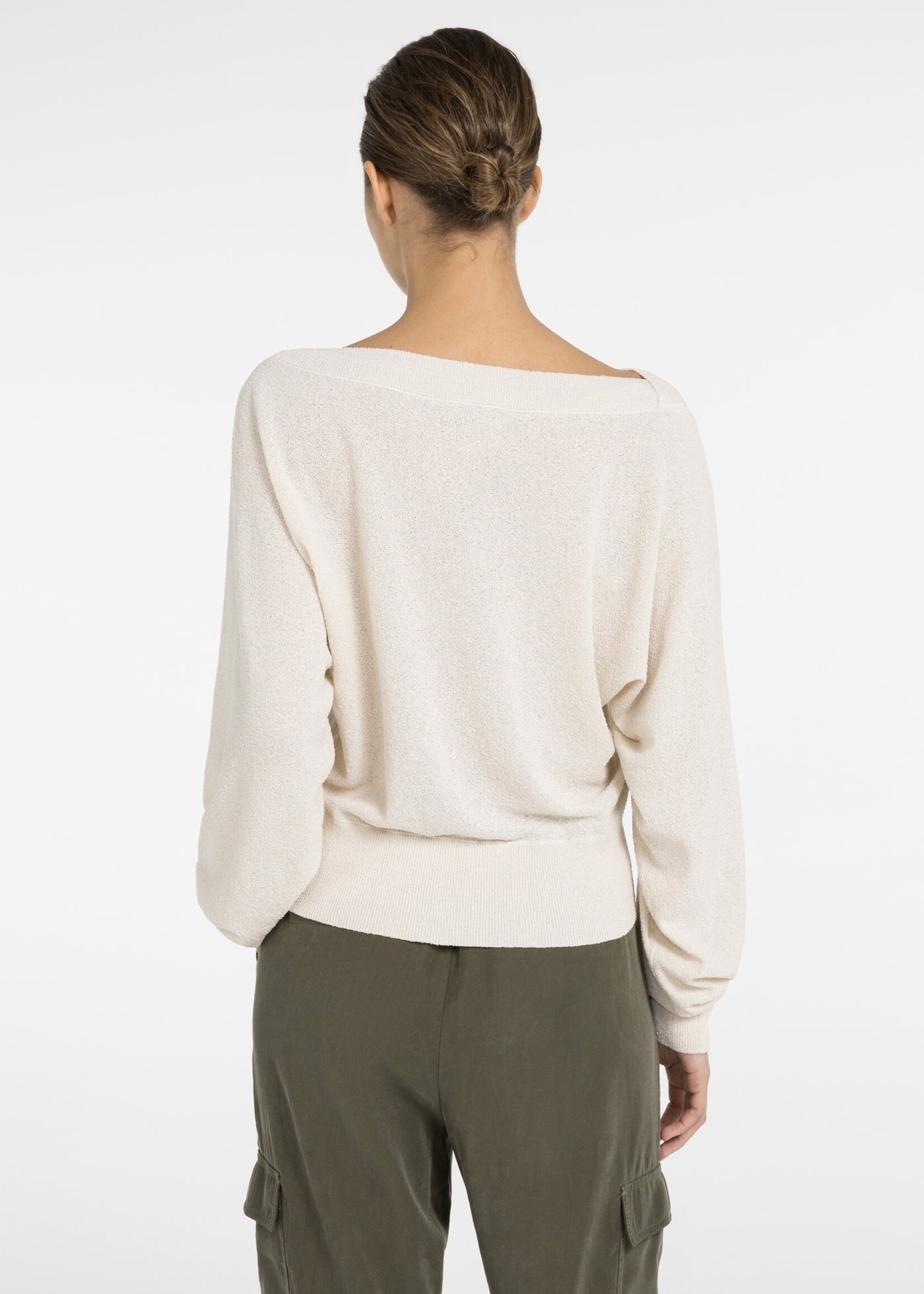 Yaya Women YAYA Boatneck Towel Knit Sweater - Creme Beige