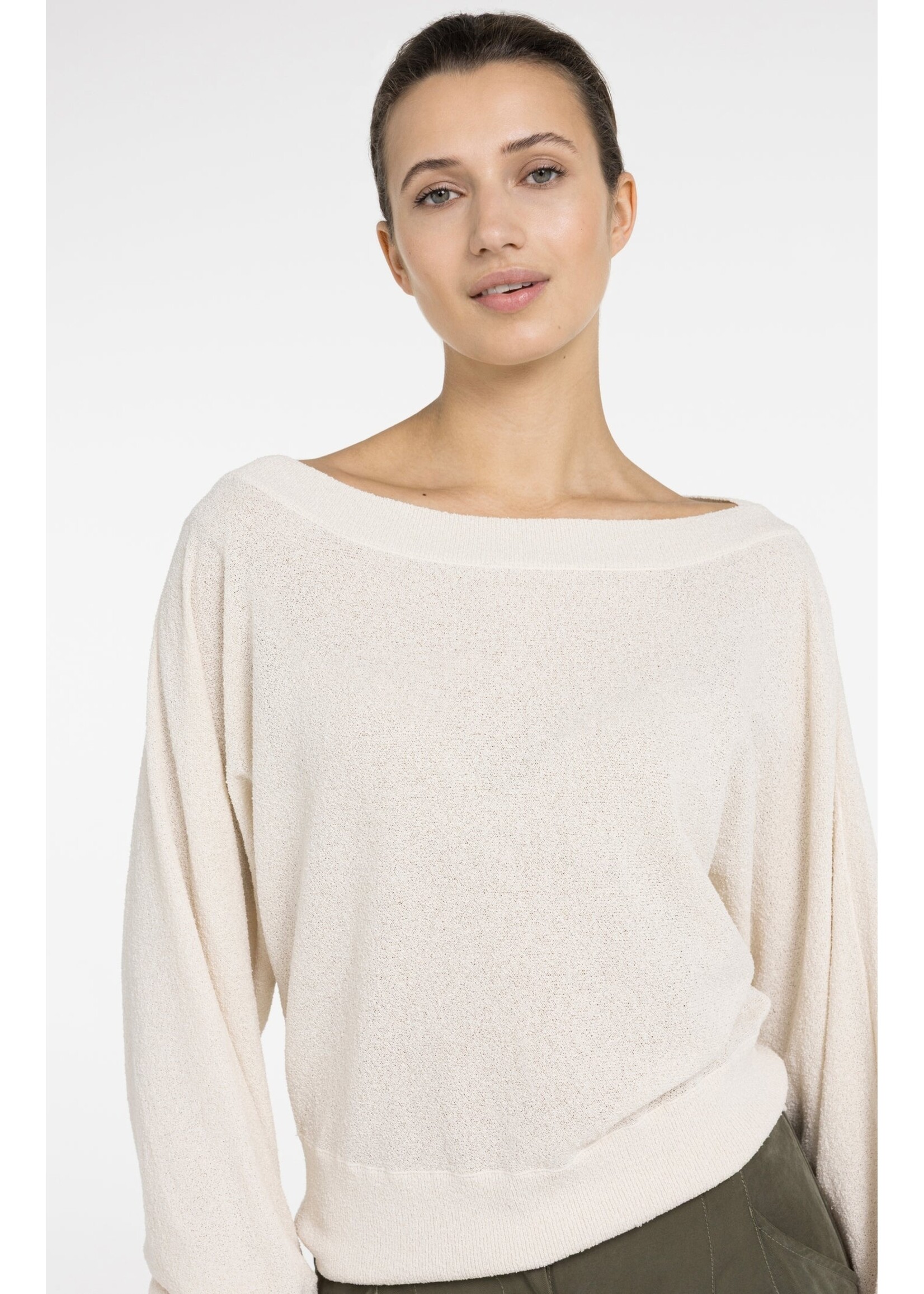 Yaya Women YAYA Boatneck Towel Knit Sweater - Creme Beige