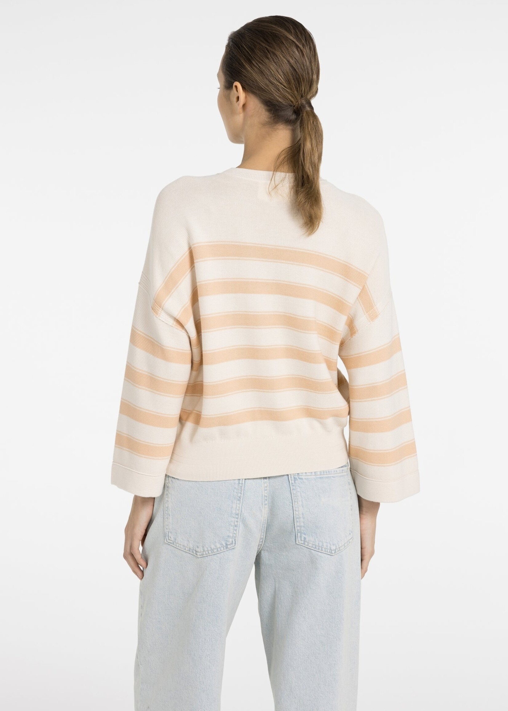 Yaya Women YAYA Textured Sweater With Stripes - Amberlight