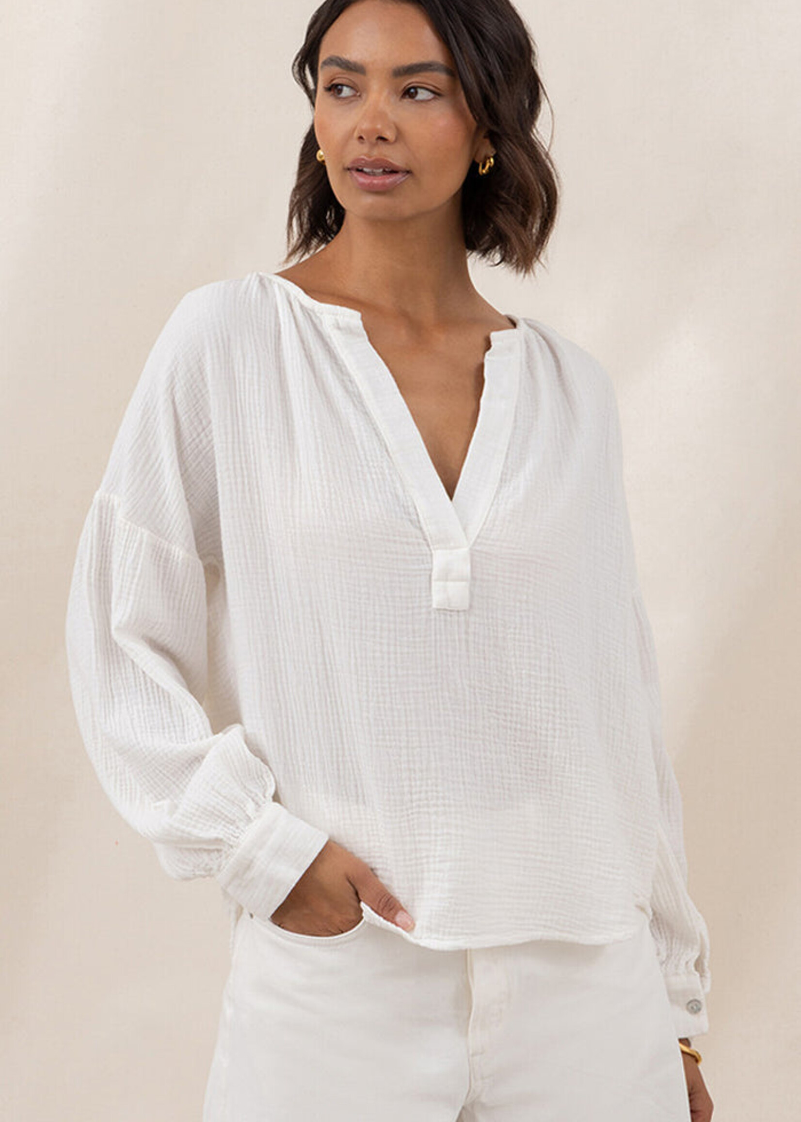 Charli Charli Chemise Peach en coton - Blanche