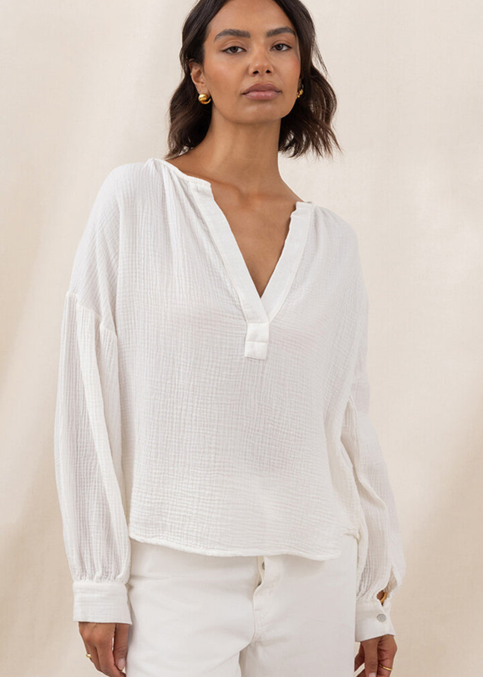Charli Charli Peach Cotton Shirt - White