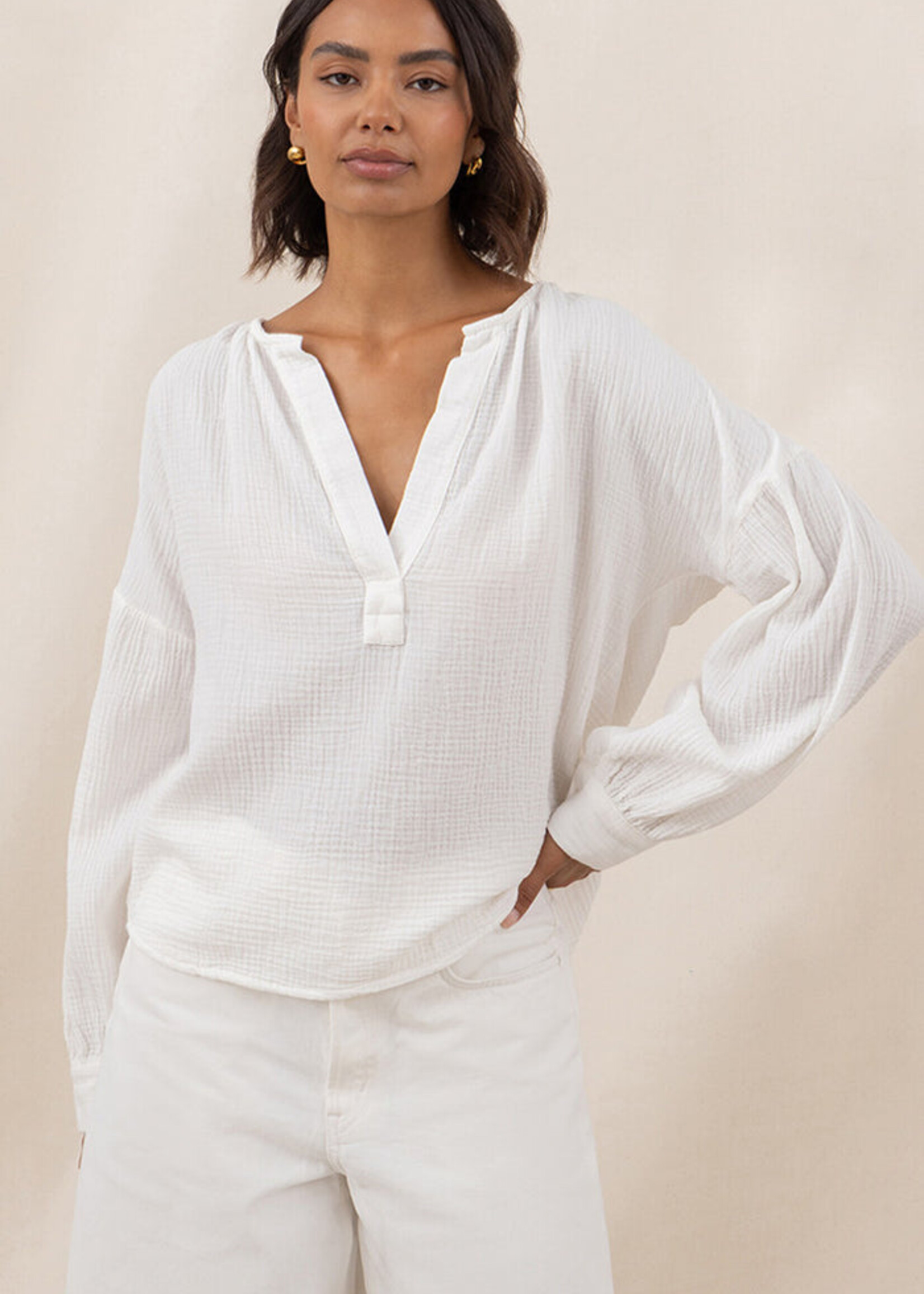 Charli Charli Peach Cotton Shirt - White
