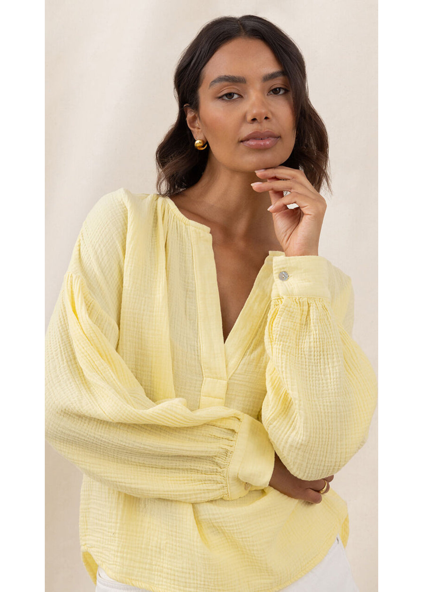 Charli Charli Peach Cotton Shirt - Butter Yellow