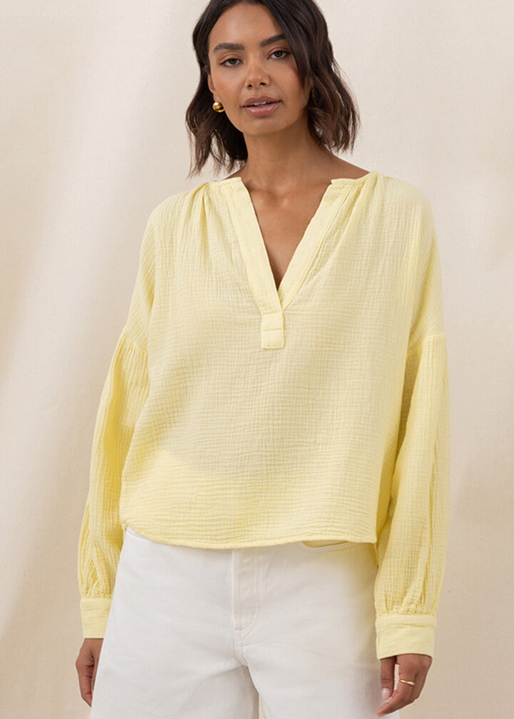 Charli Charli Peach Cotton Shirt - Butter Yellow