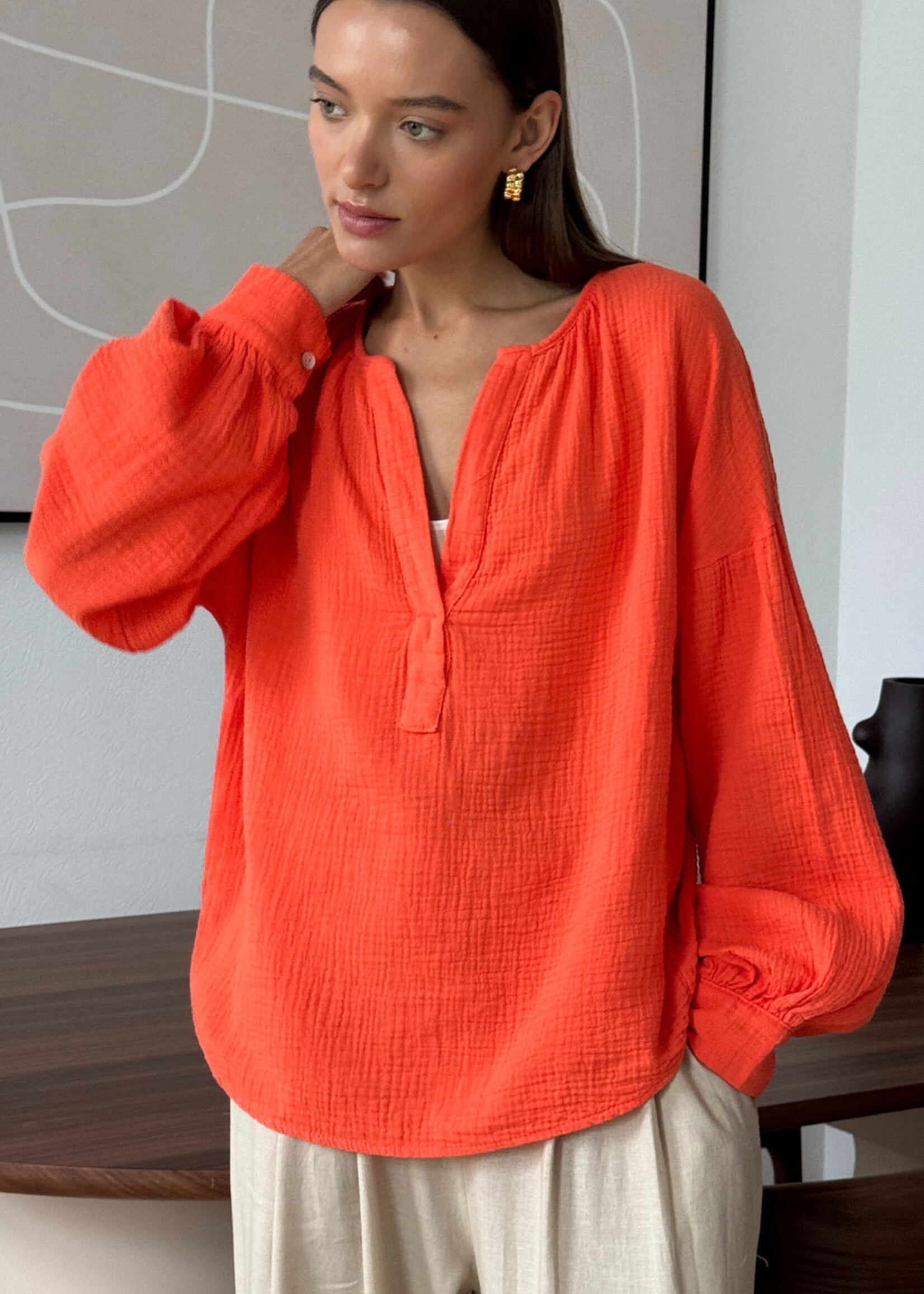 Charli Charli Chemise en Coton Peach - Tangerine