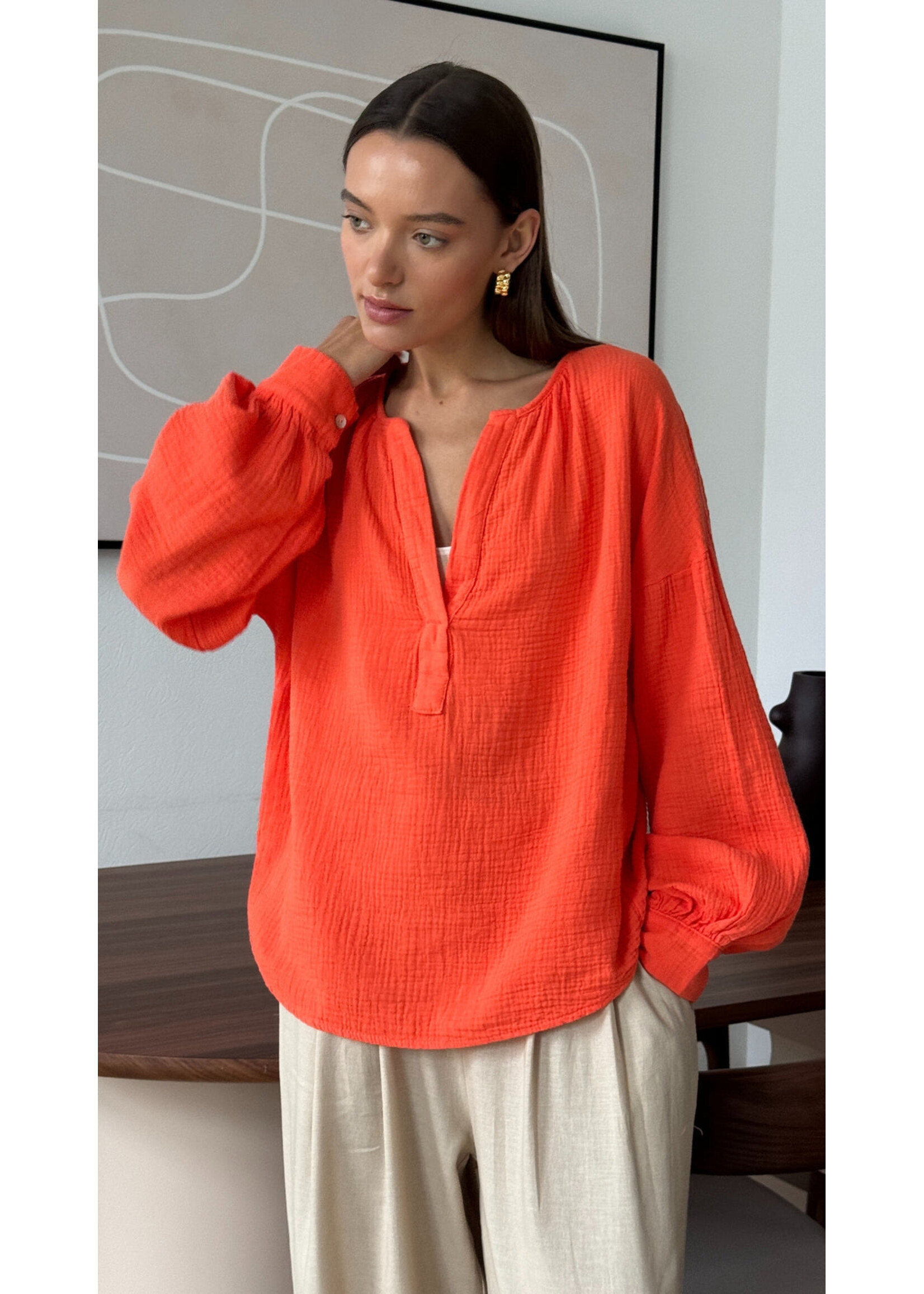 Charli Charli Chemise en Coton Peach - Tangerine