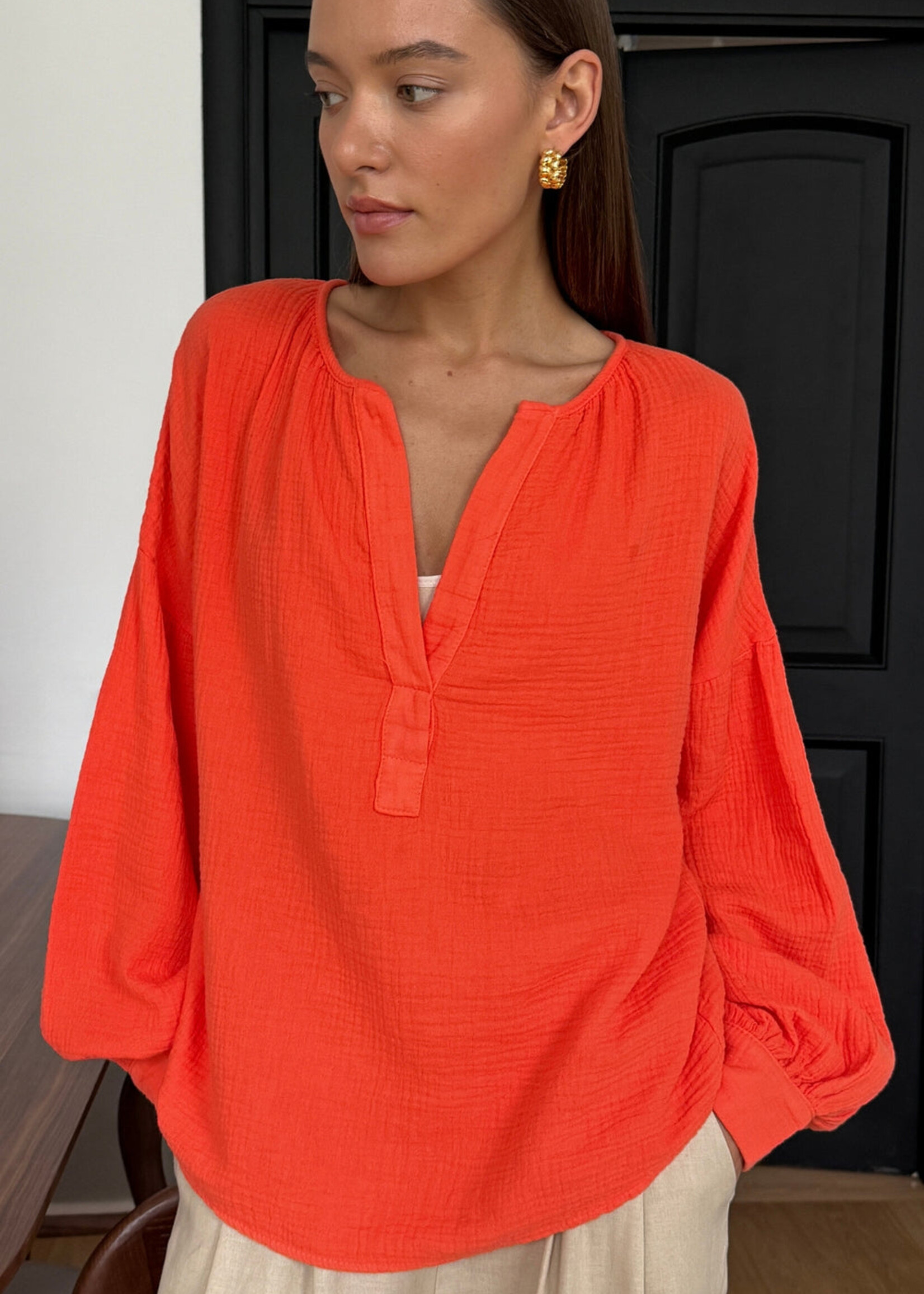 Charli Charli Chemise en Coton Peach - Tangerine