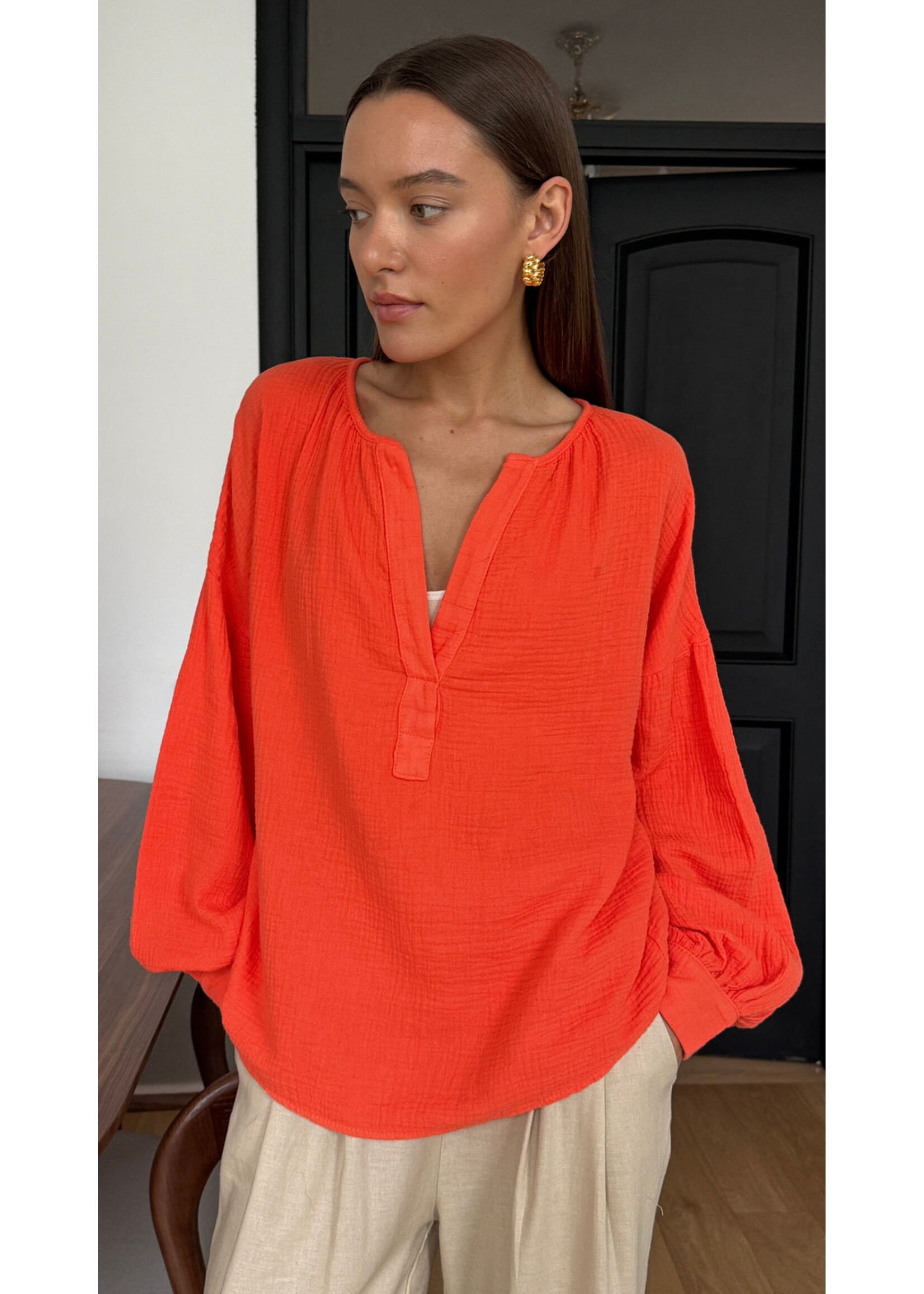 Charli Charli Chemise en Coton Peach - Tangerine