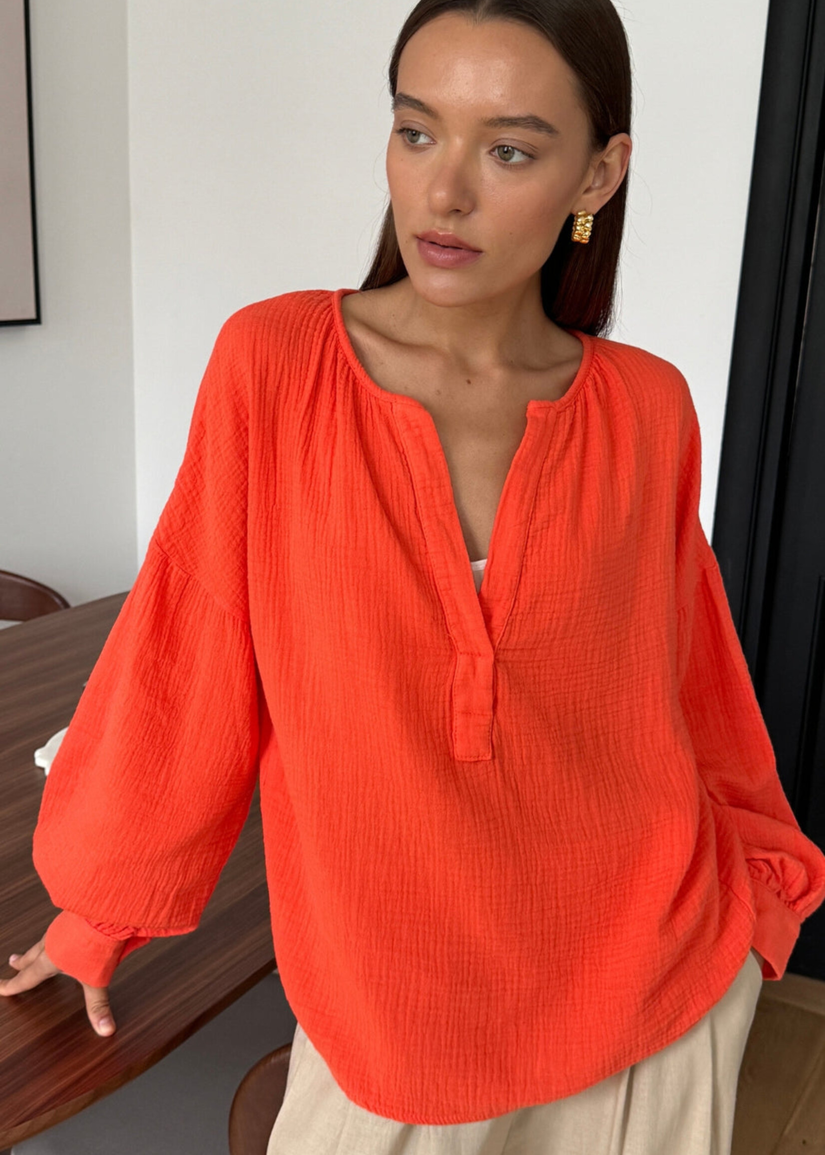 Charli Charli Chemise en Coton Peach - Tangerine