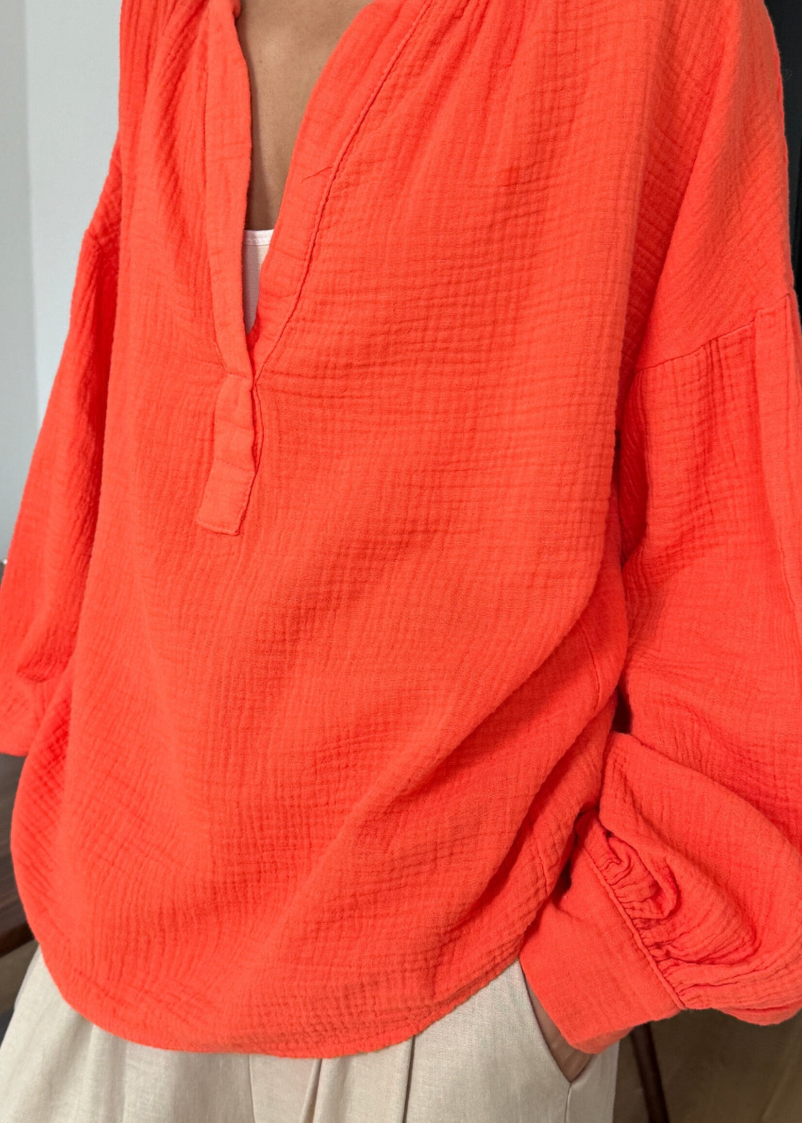 Charli Charli Peach Cotton Shirt - Tangerine