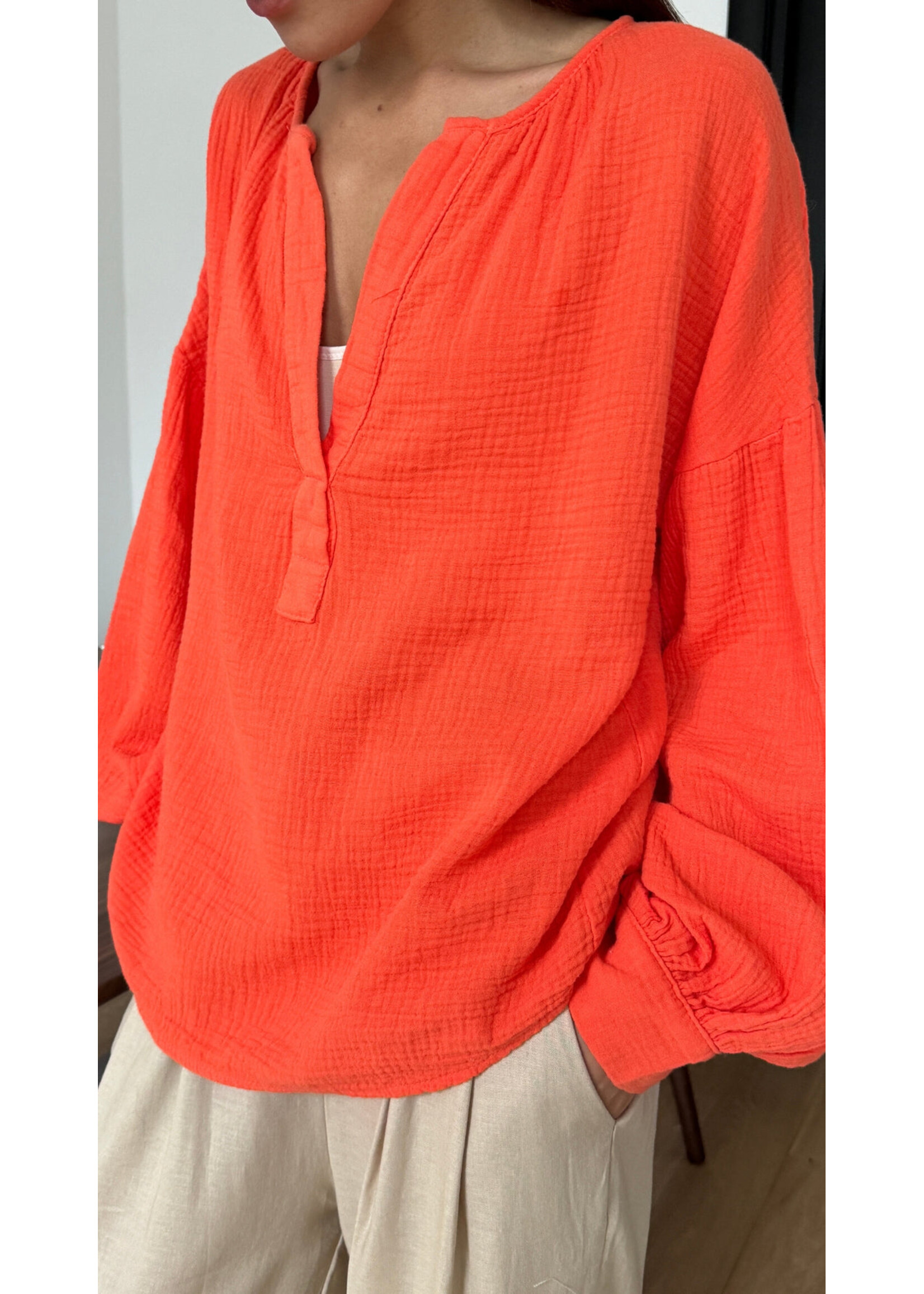 Charli Charli Peach Cotton Shirt - Tangerine
