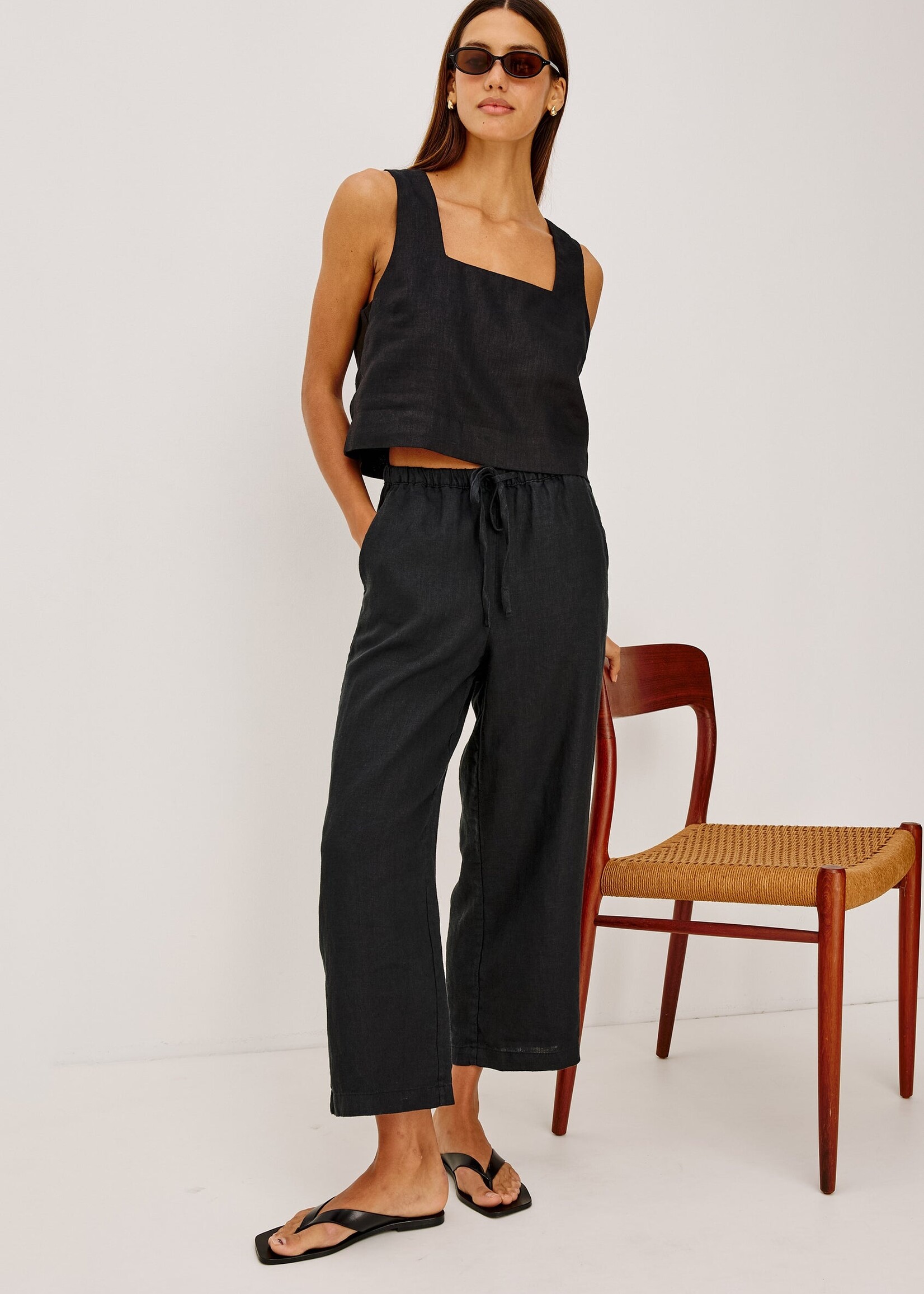 Rails Rails Pantalon Crop Emmie - Black Linen