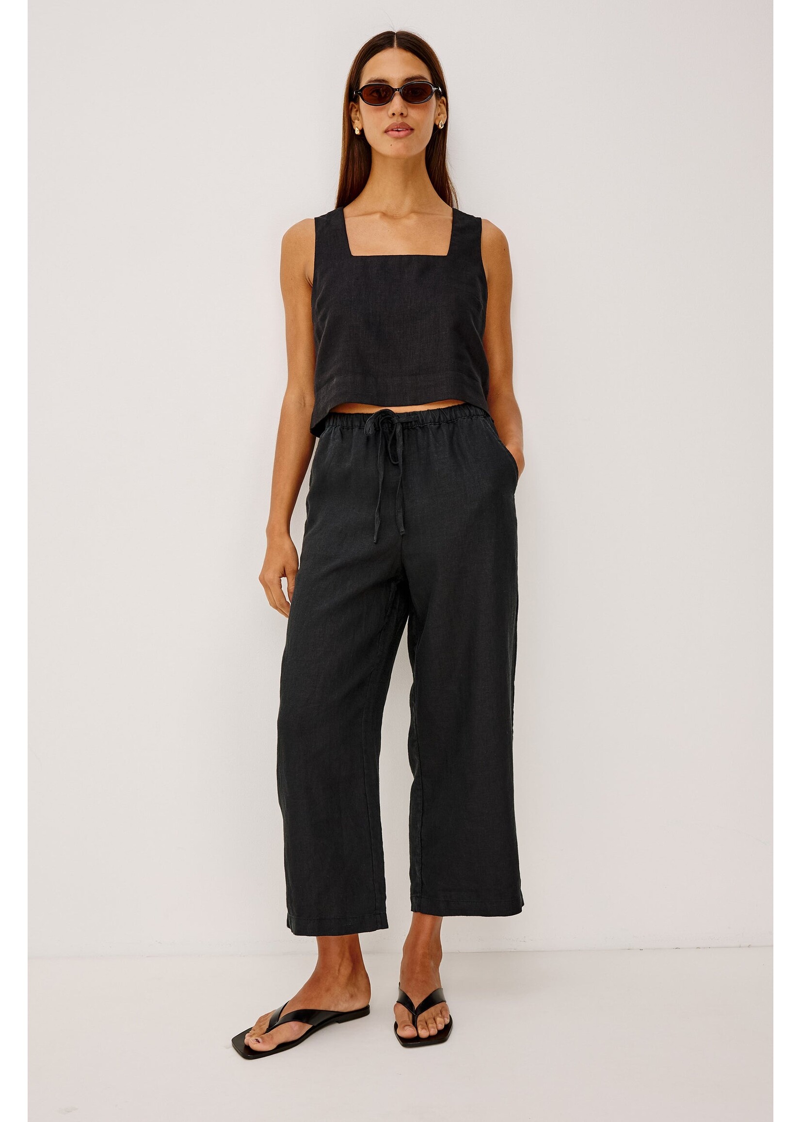 Rails Rails Pantalon Crop Emmie - Black Linen