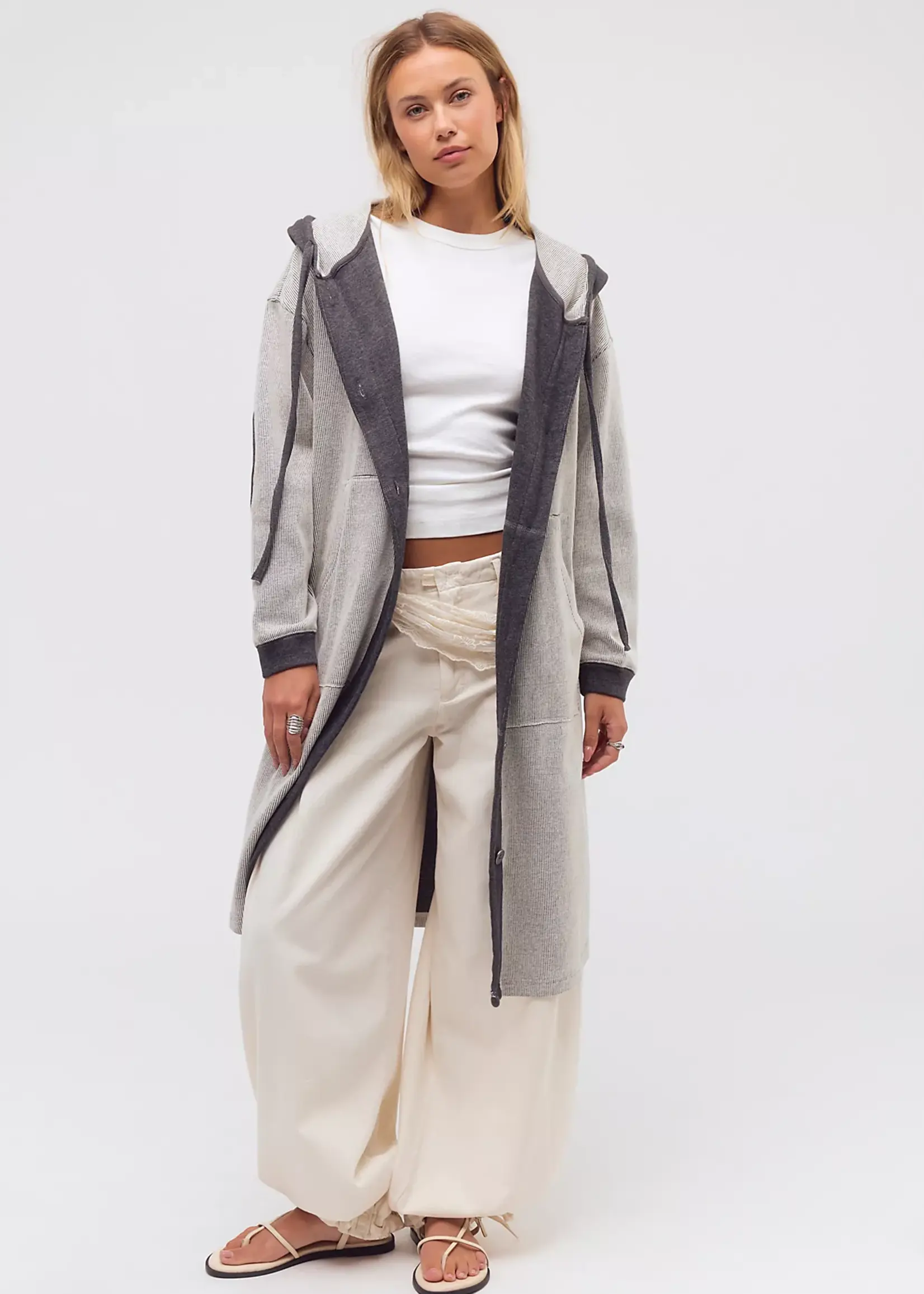 Free People Free People Tommorow Sweatshirt Cardi - Dark Heather Gray