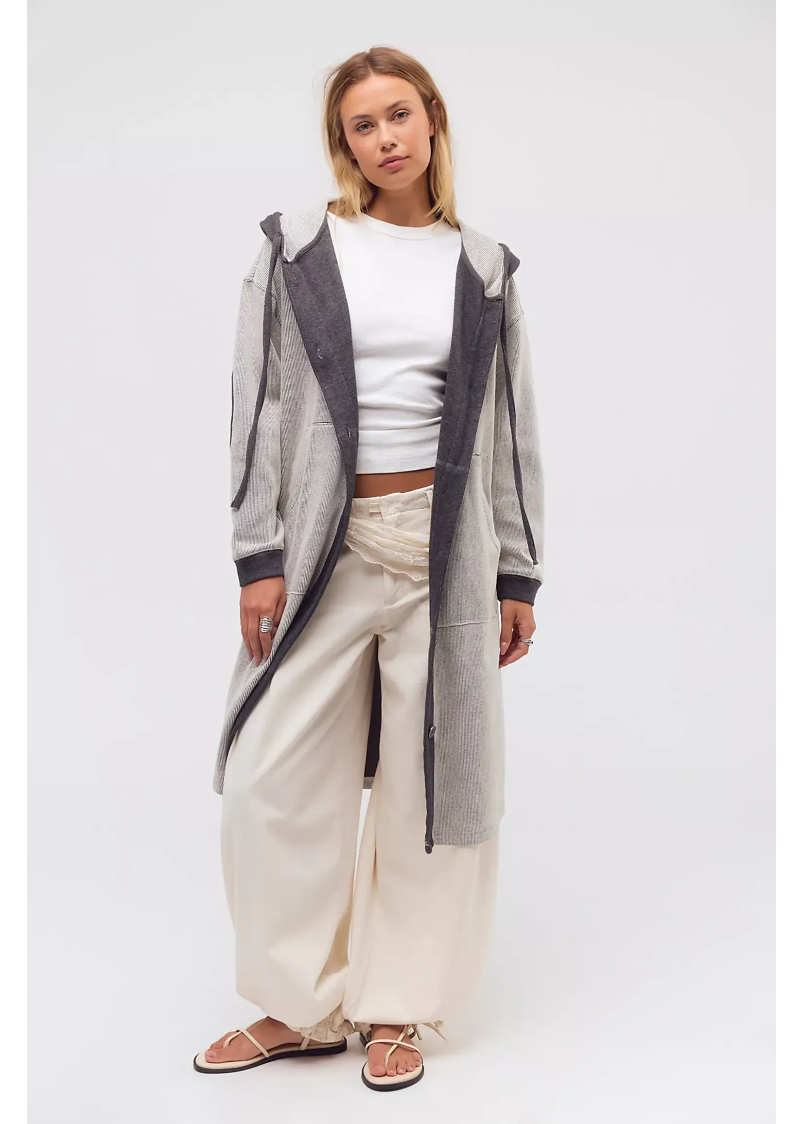 Free People Free People Tommorow Sweatshirt Cardi - Dark Heather Gray