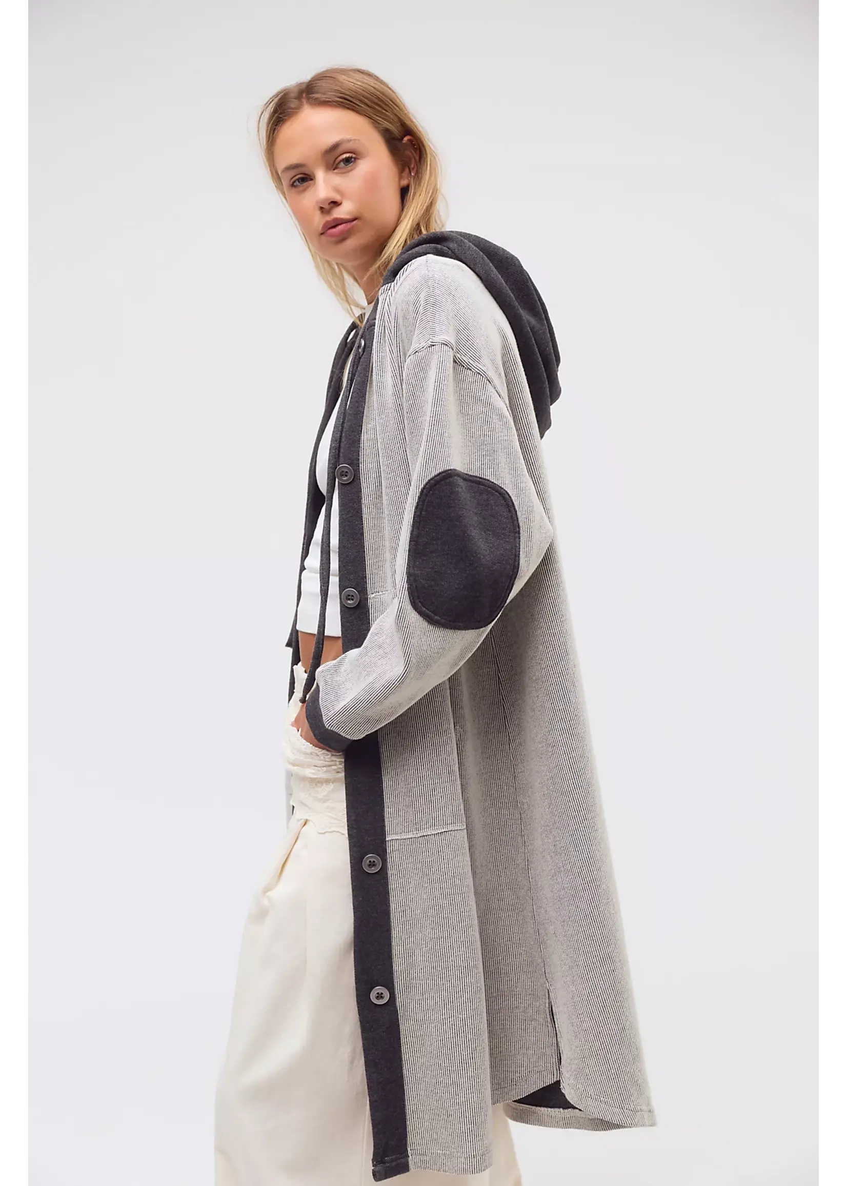 Free People Free People Tommorow Sweatshirt Cardi - Dark Heather Gray