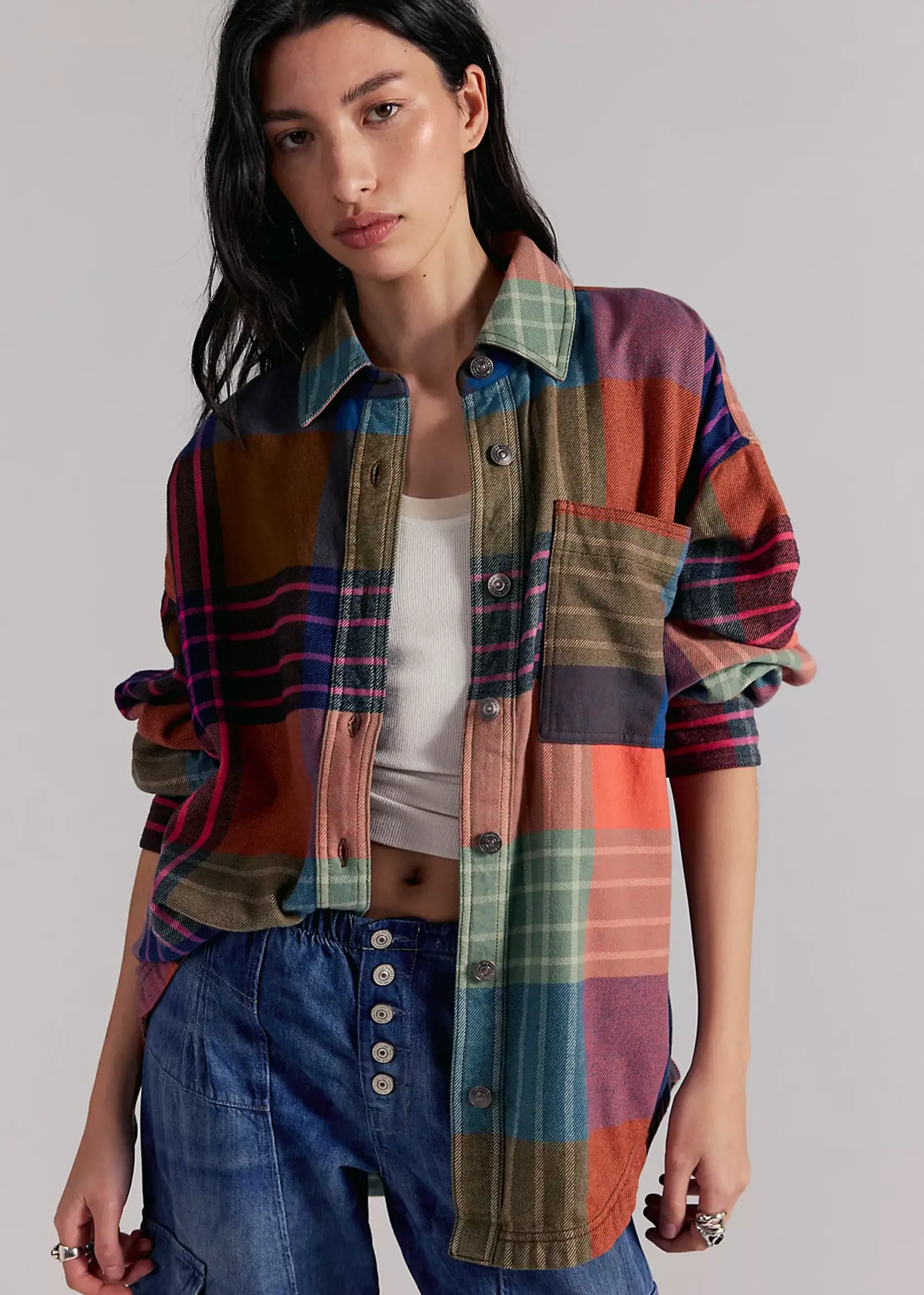 Free People Free People Chemise Plaid Ashley - Ginger Combo