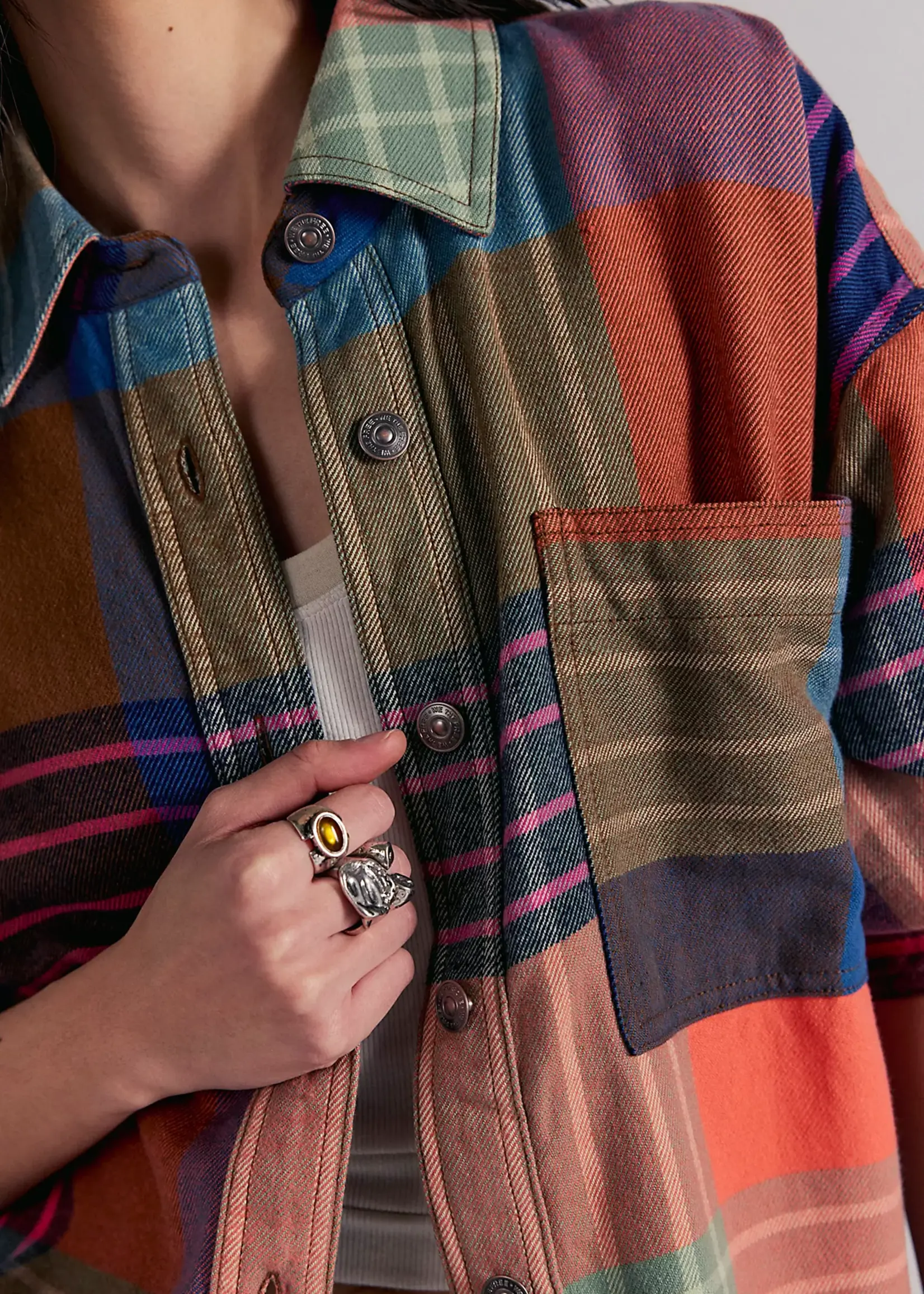 Free People Free People Ashley Plaid Shirt - Ginger Combo