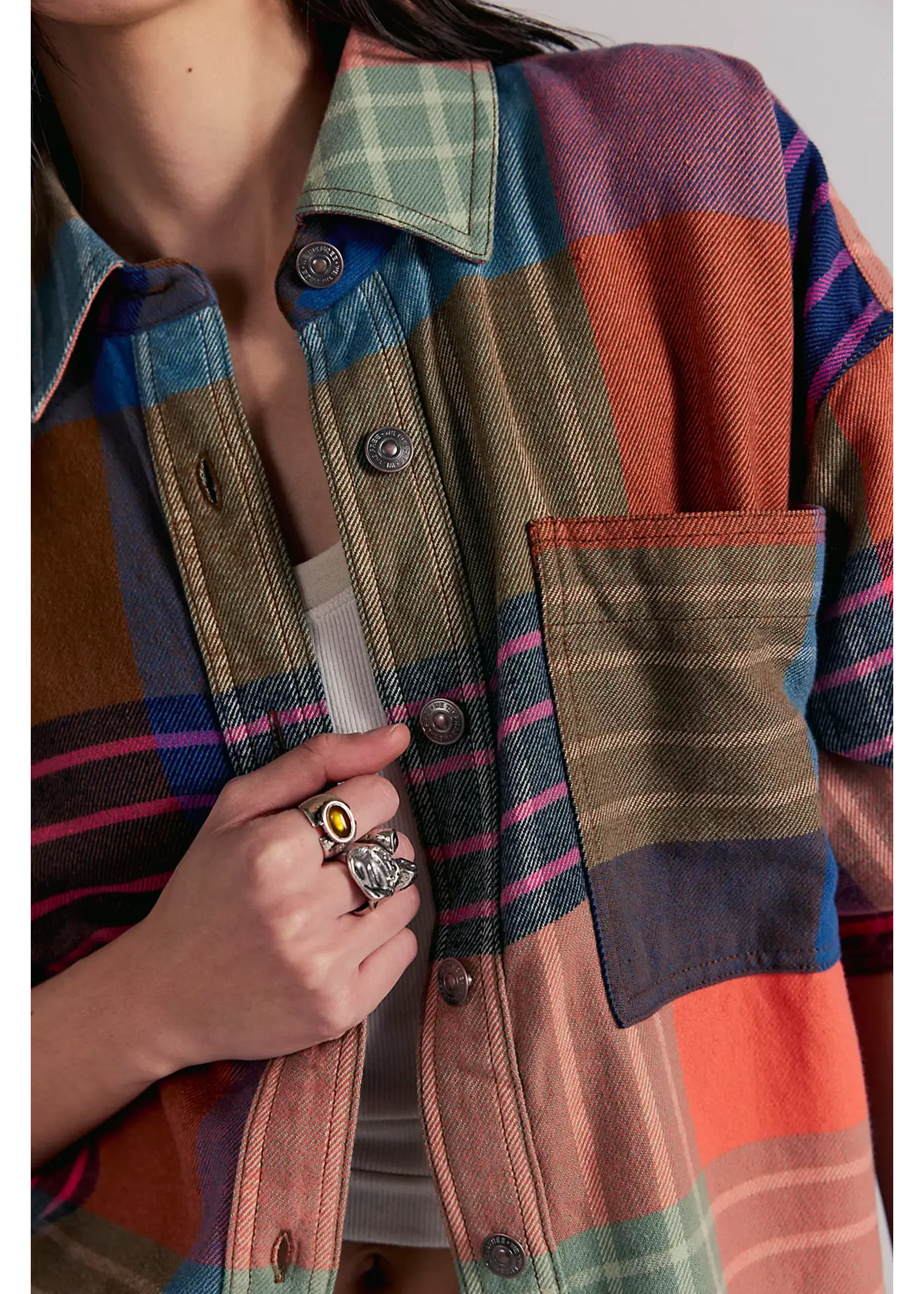 Free People Free People Ashley Plaid Shirt - Ginger Combo