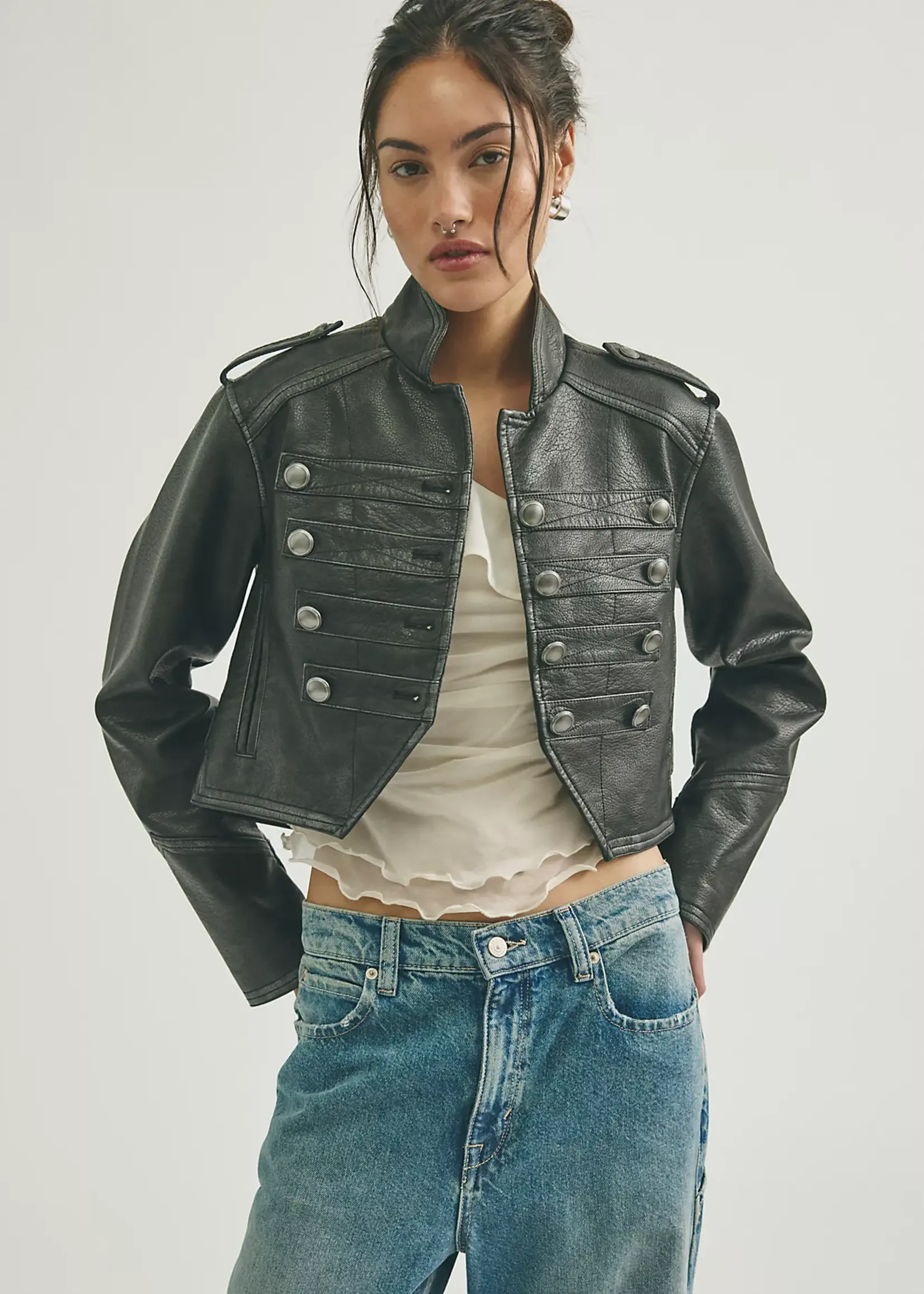 Free People Free People Manteau de Band Ryland en Cuir Vegan - Noir