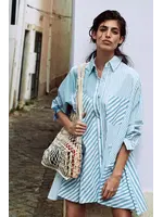 Free People Free People Oxford Club Mini Dress - Cornflower Combo