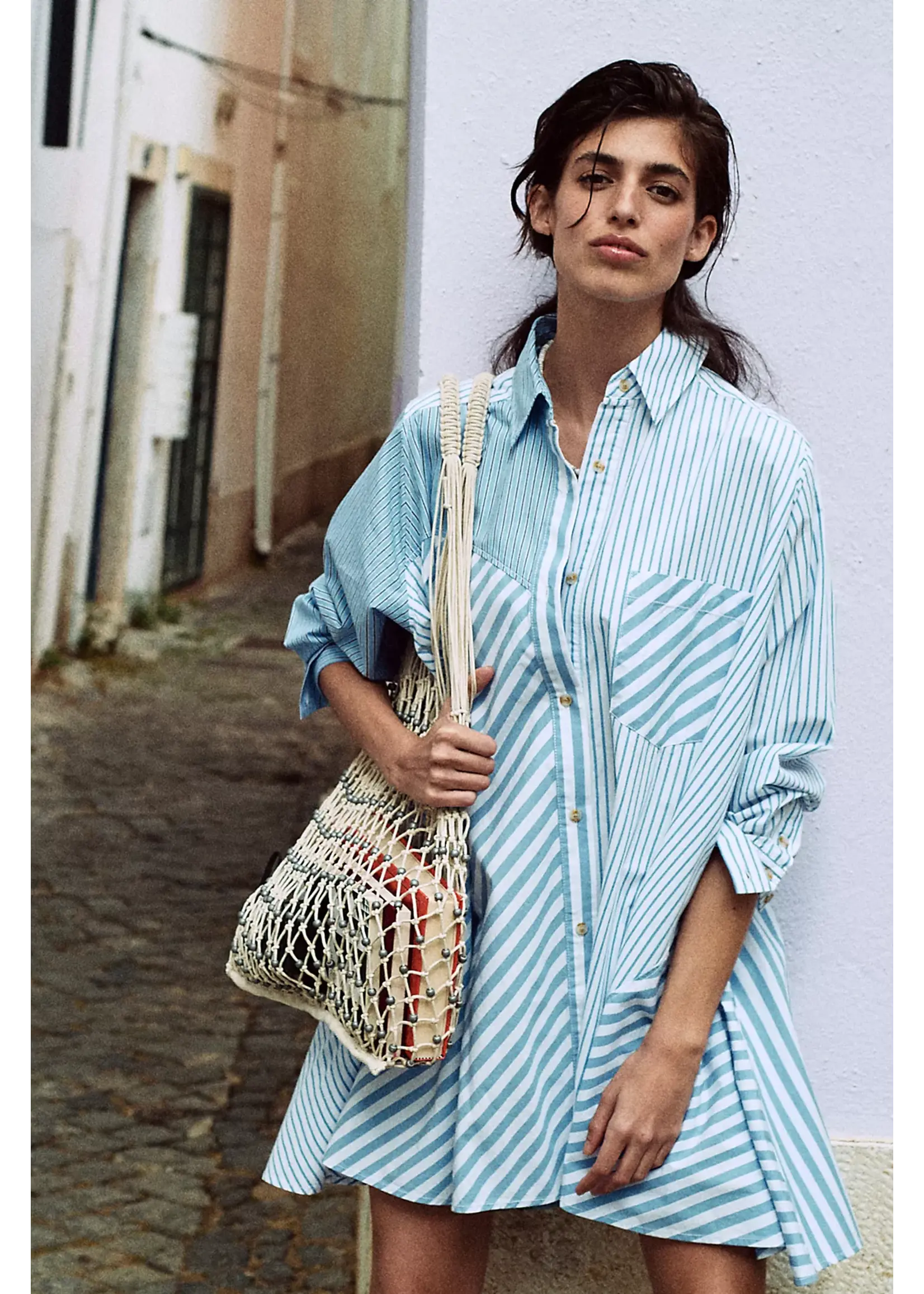 Free People Free People Oxford Club Robe Courte - Cornflower Combo