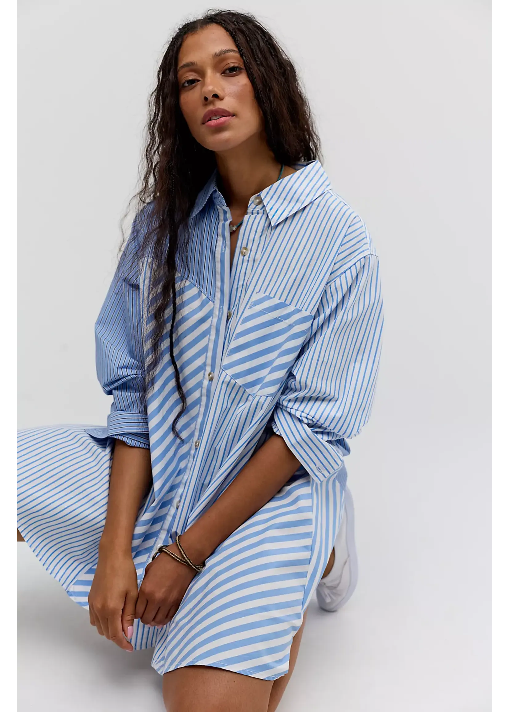 Free People Free People Oxford Club Robe Courte - Cornflower Combo