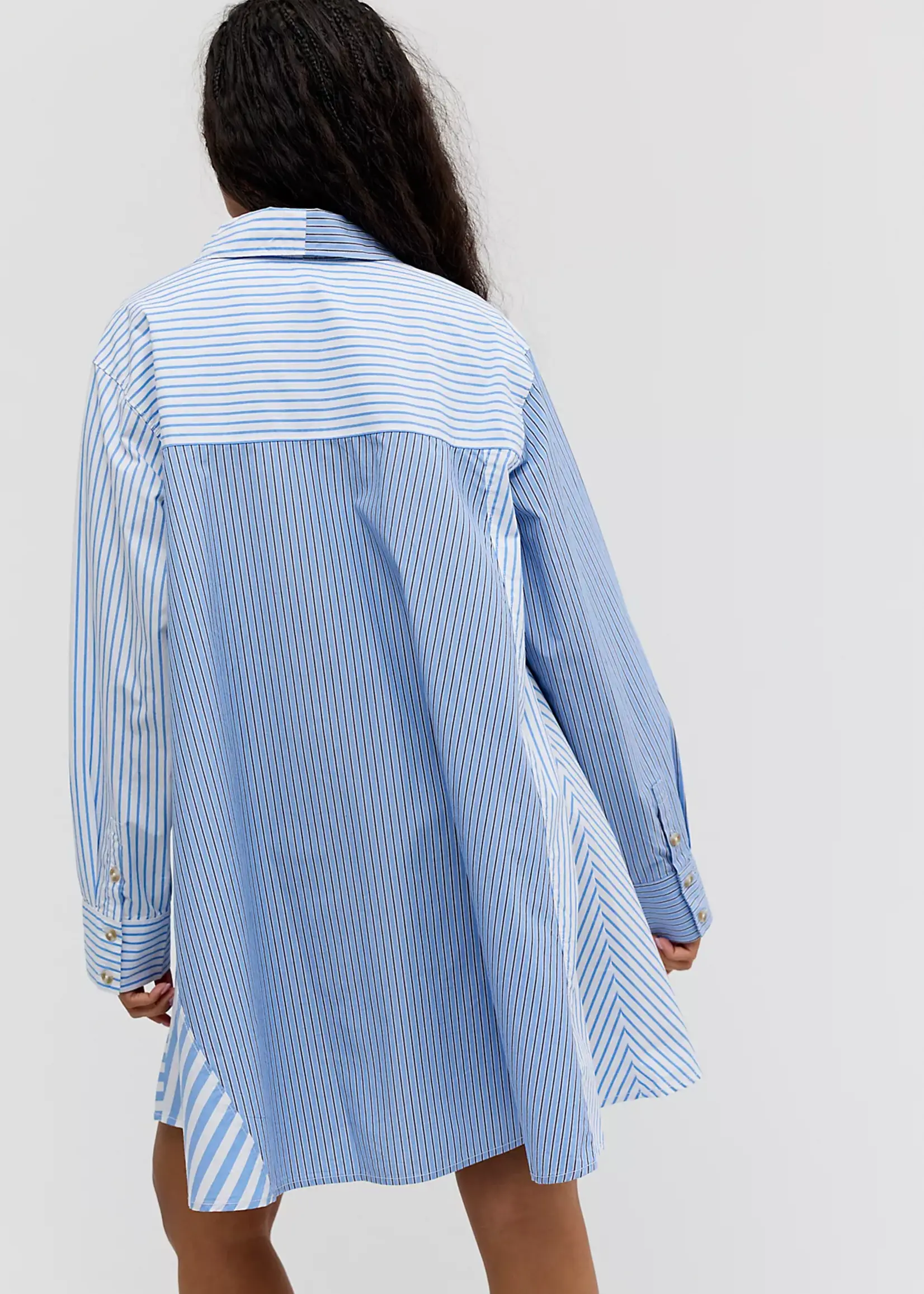 Free People Free People Oxford Club Mini Dress - Cornflower Combo