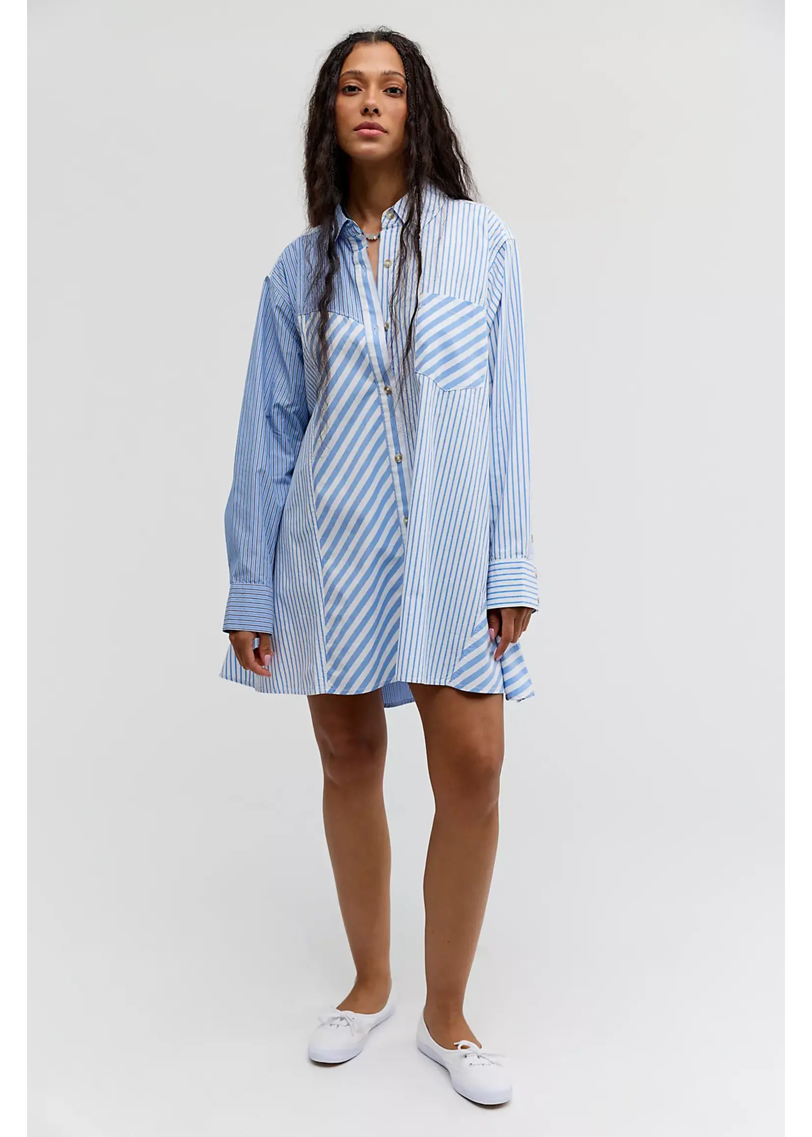 Free People Free People Oxford Club Robe Courte - Cornflower Combo
