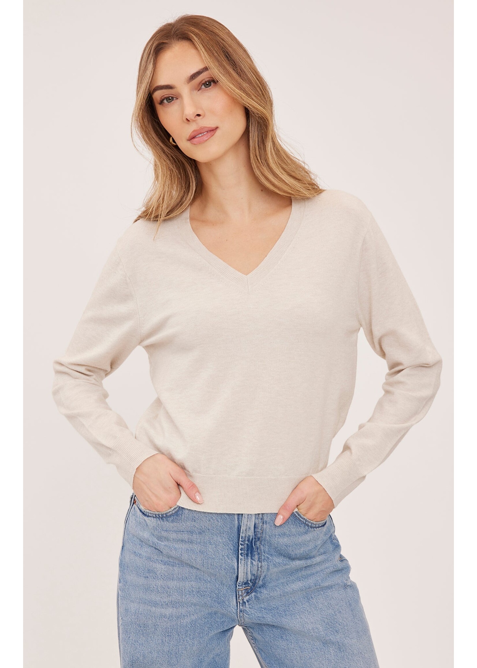 Gentle Fawn Carina V-Neck Sweater - Heather Cream