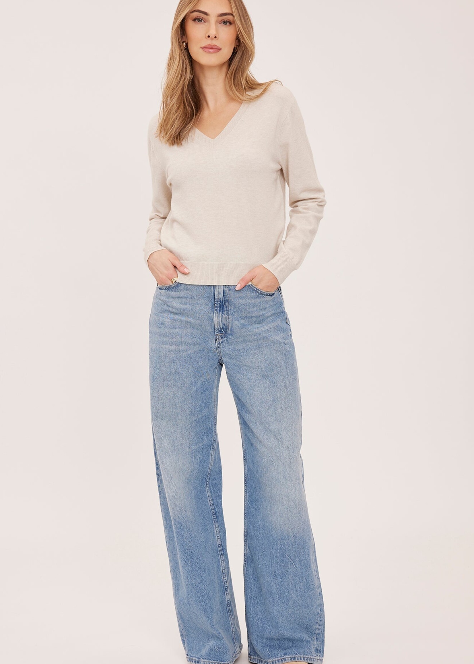 Gentle Fawn Carina V-Neck Sweater - Heather Cream