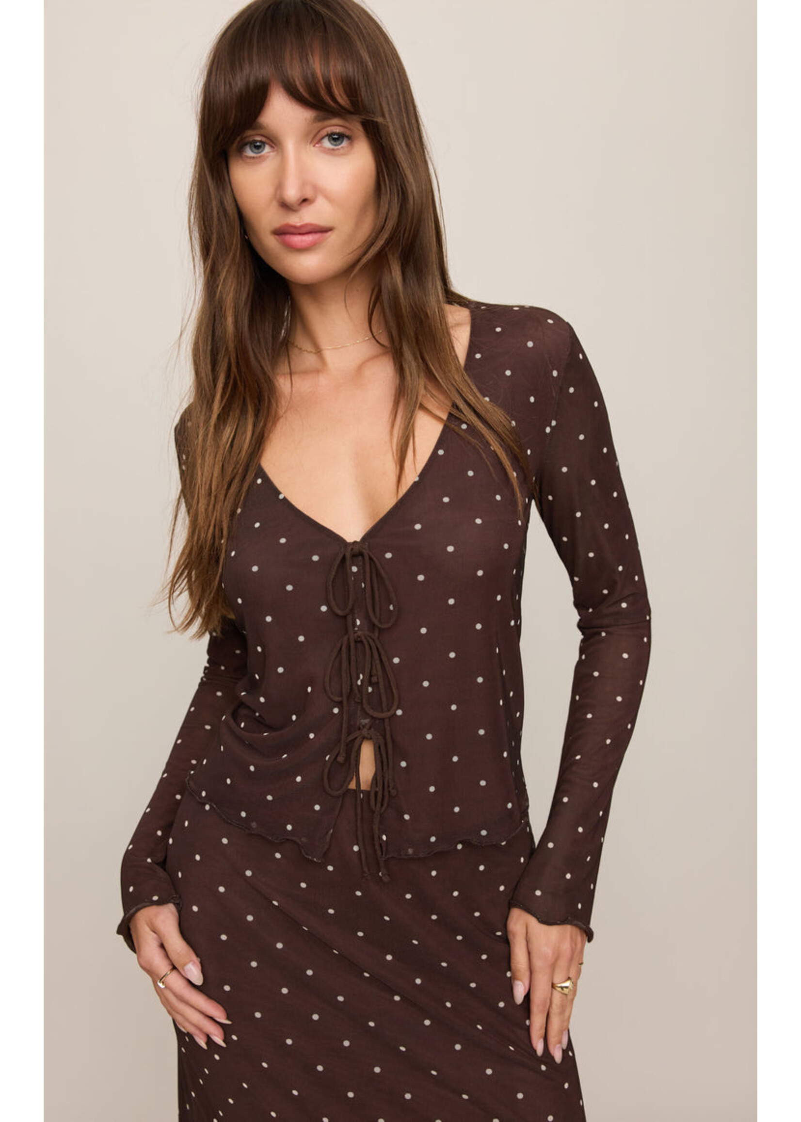 Z-Supply Z-Supply Amara Polka Dot Mesh Top - Chocolate