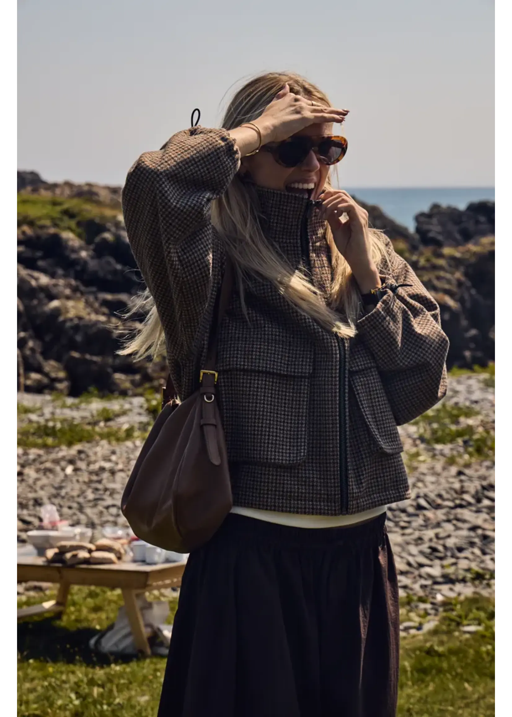 ICHI Ichi Esolu Jacket - Brown Chek
