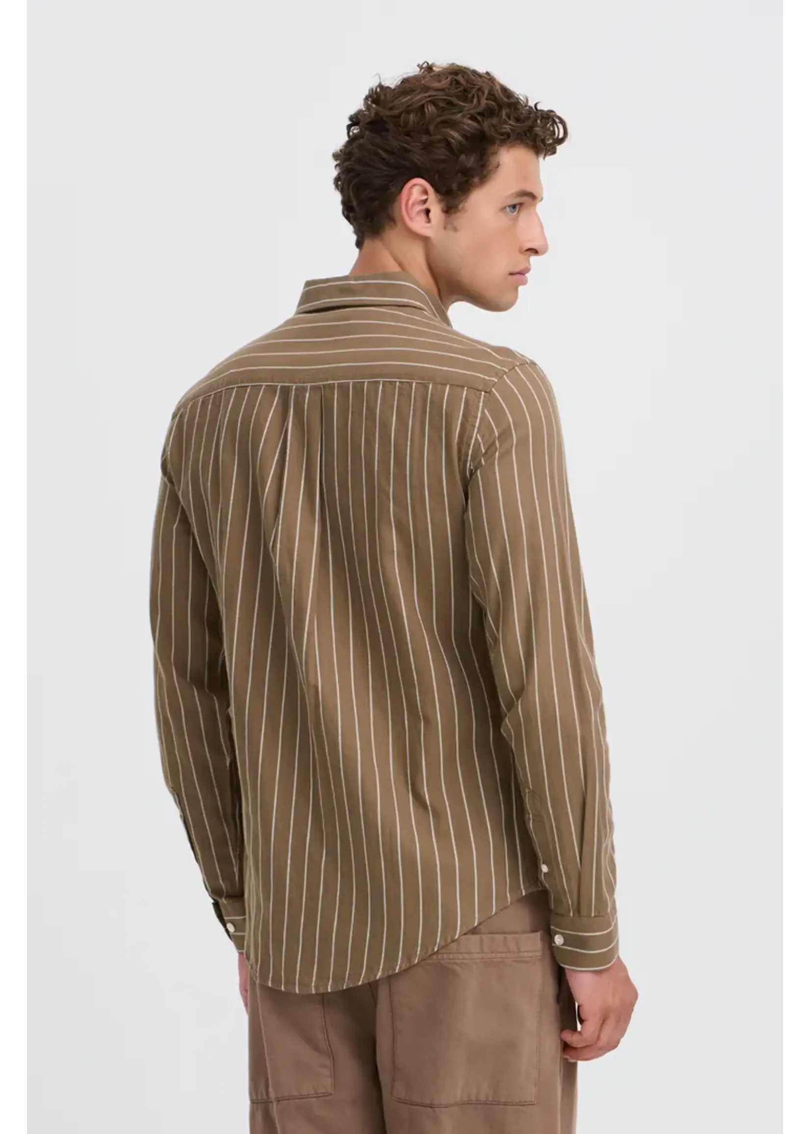 Casual Friday Casual Friday Anton LS BD Striped Shirt -Chocolate