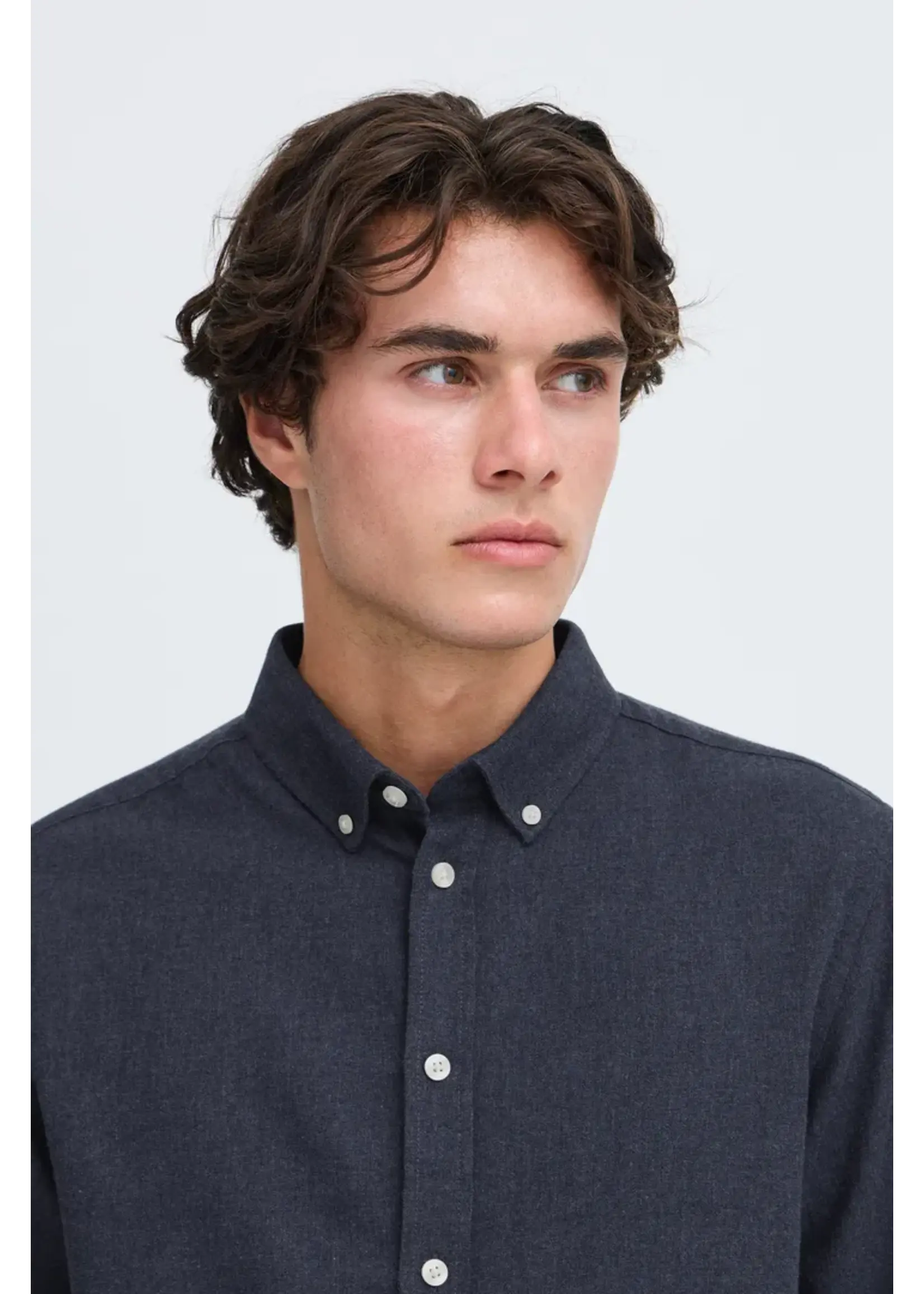 Casual Friday Casual Friday Anton LS BD Fil A Fil Shirt - Dark Navy Melange