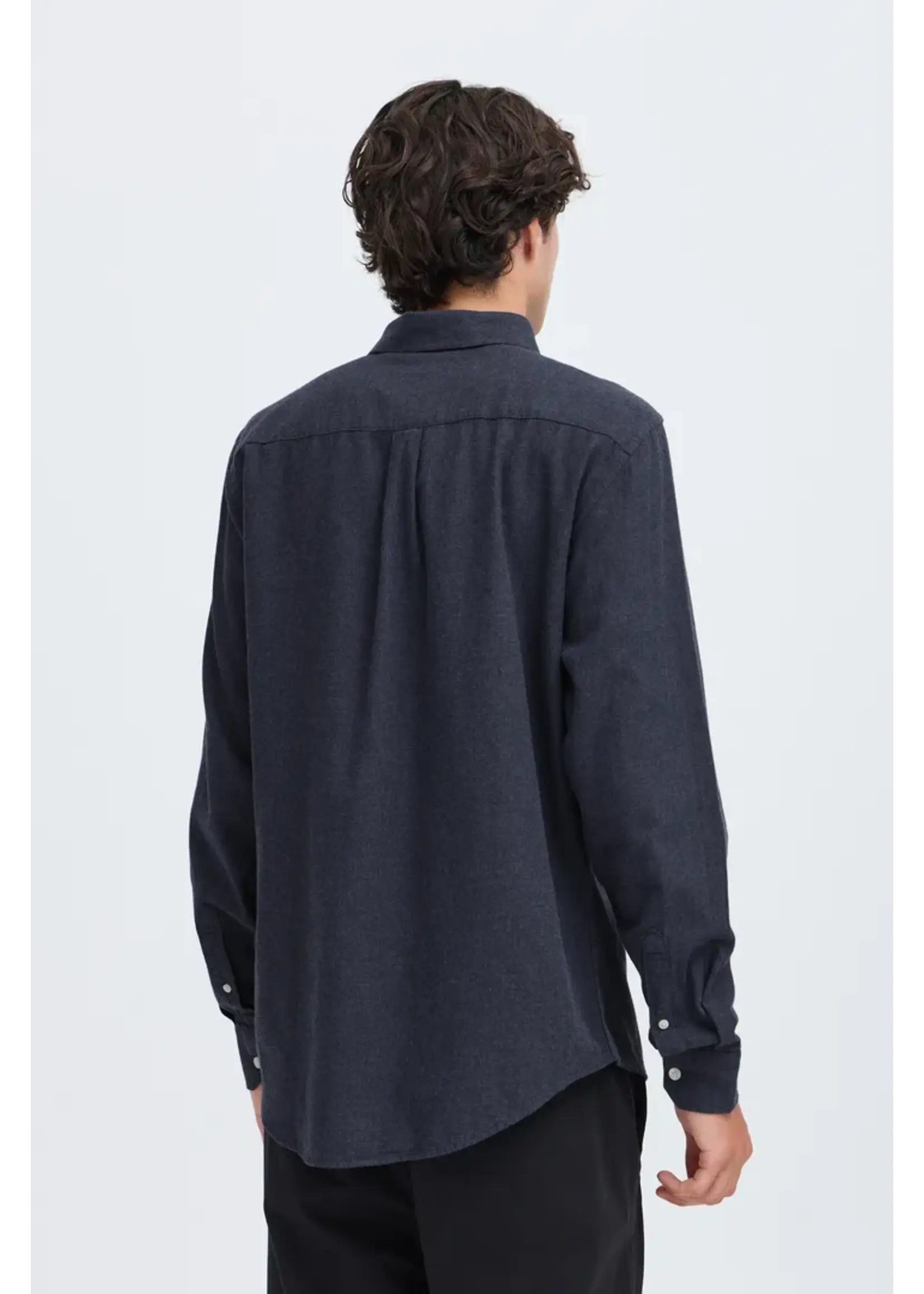 Casual Friday Casual Friday Anton LS BD Fil A Fil Shirt - Dark Navy Melange