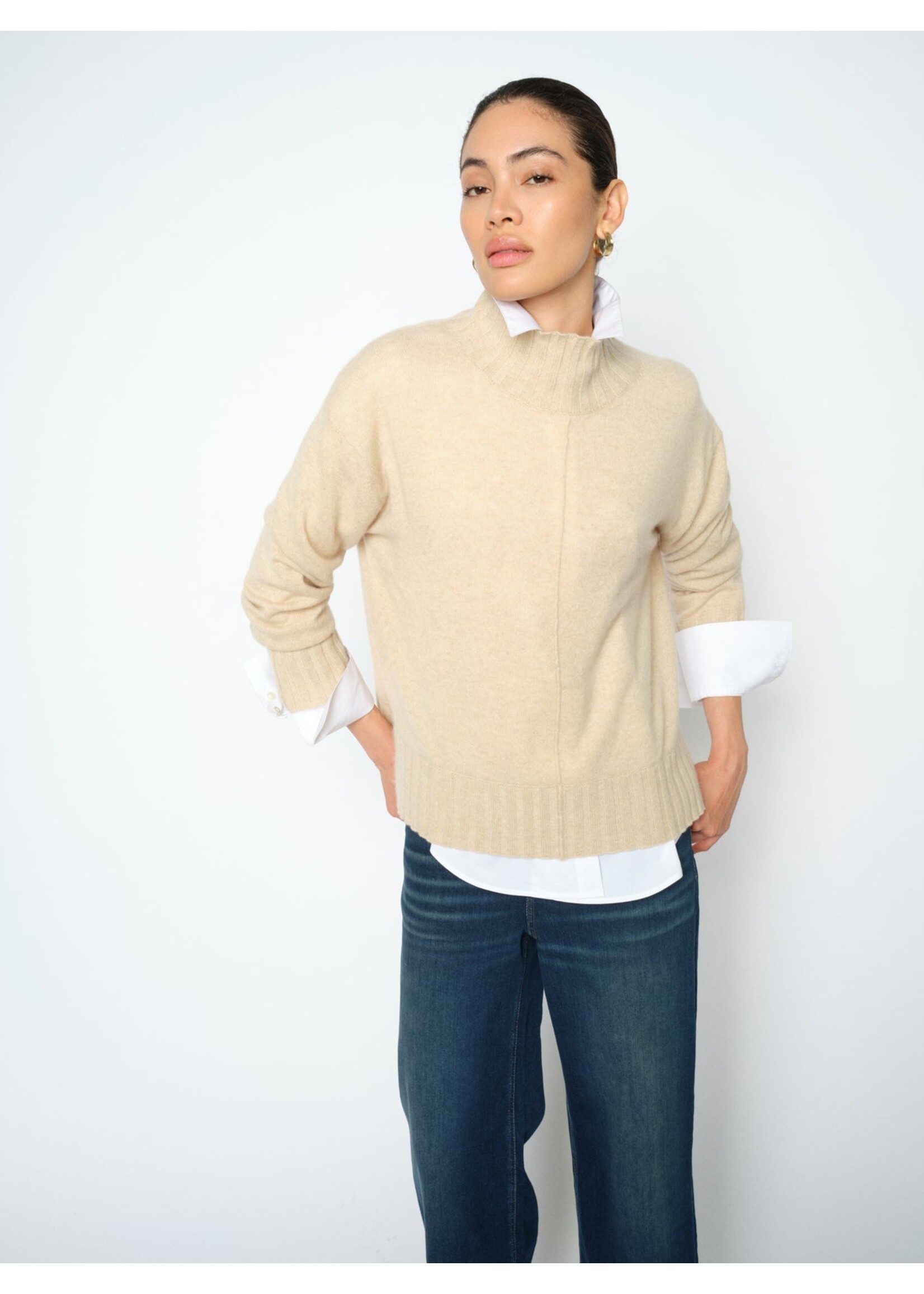 Mos Mosh MosMosh Aima Cashmere High Neck Knit Sweater - Oxford Tan