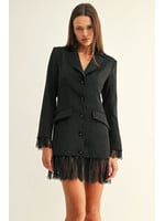 Adelyn Rae Adelyn Rae Yasmi Lace Hem Blazer Dress - Black
