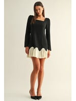 Adelyn Rae Adelyn Rae Maria Low Waist Contrast Bubble Hem Dress - Black/White
